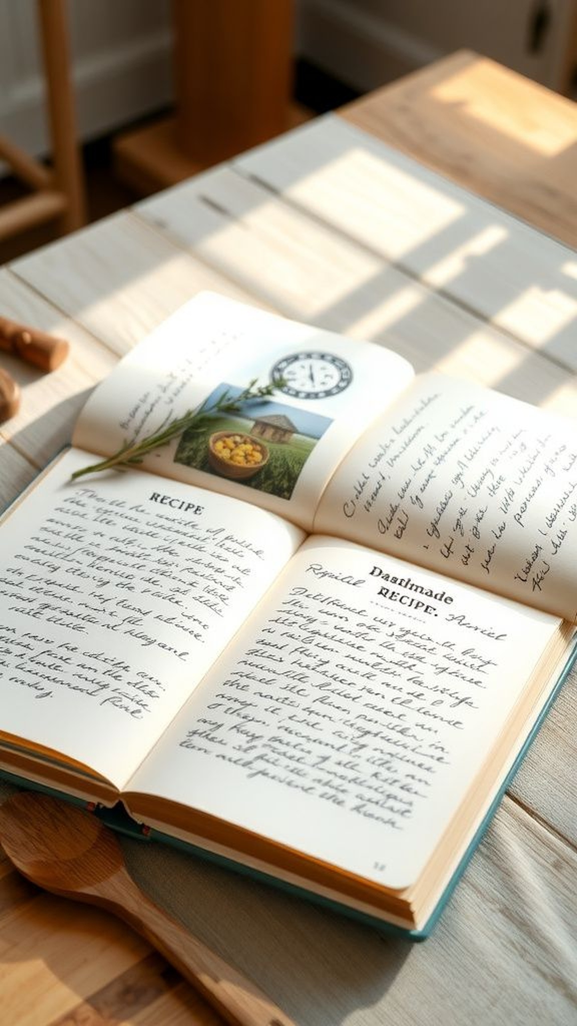 Personal recipe book bound with handwritten notes