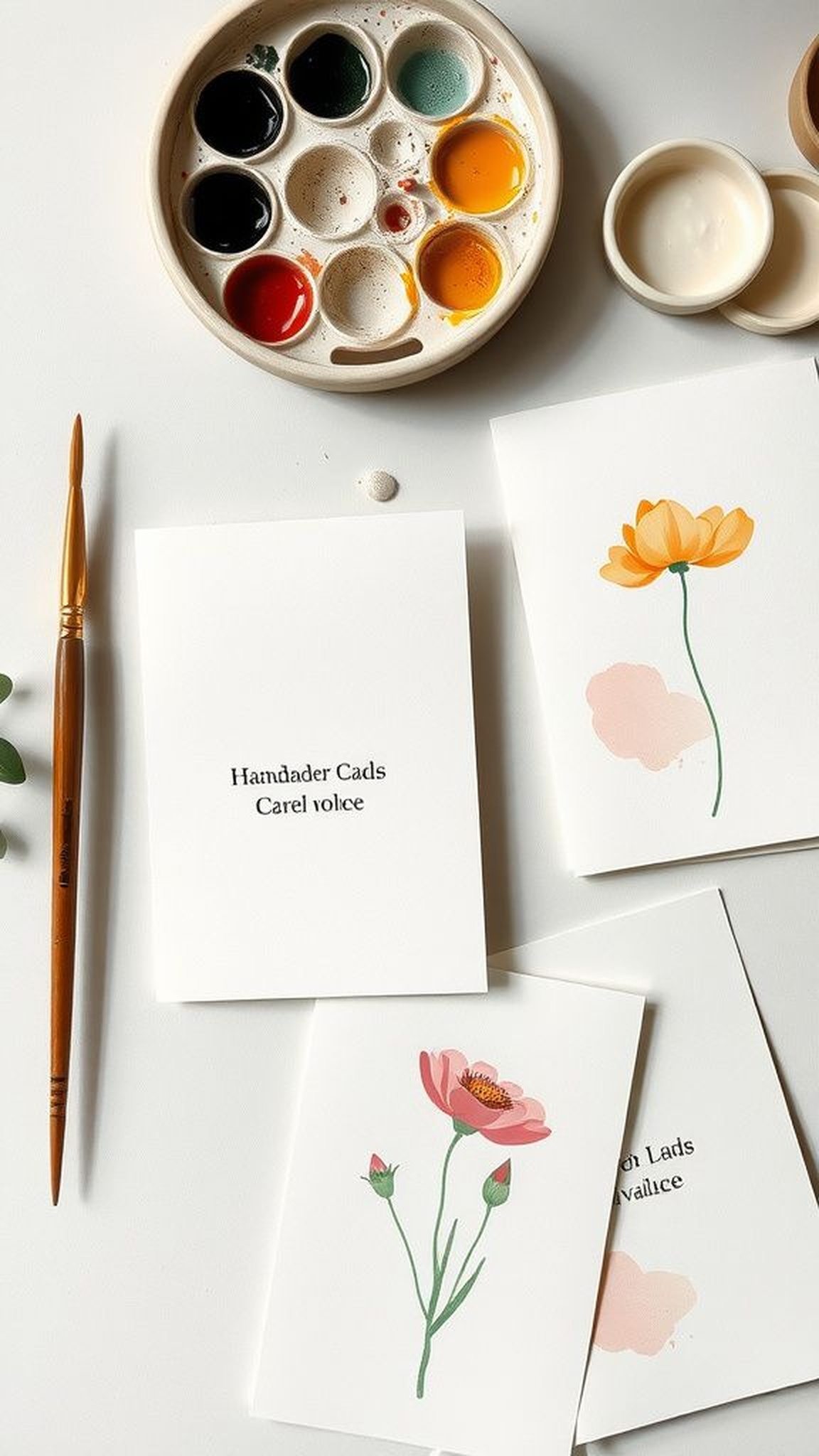 Watercolor card set with soft color washes