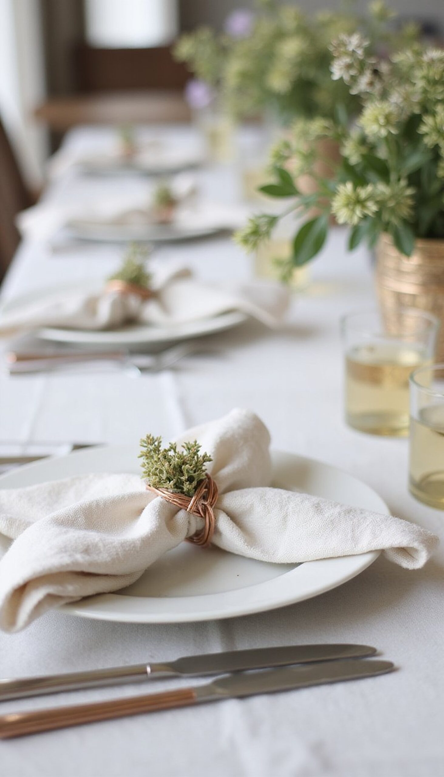 Floral napkin rings for brunch table