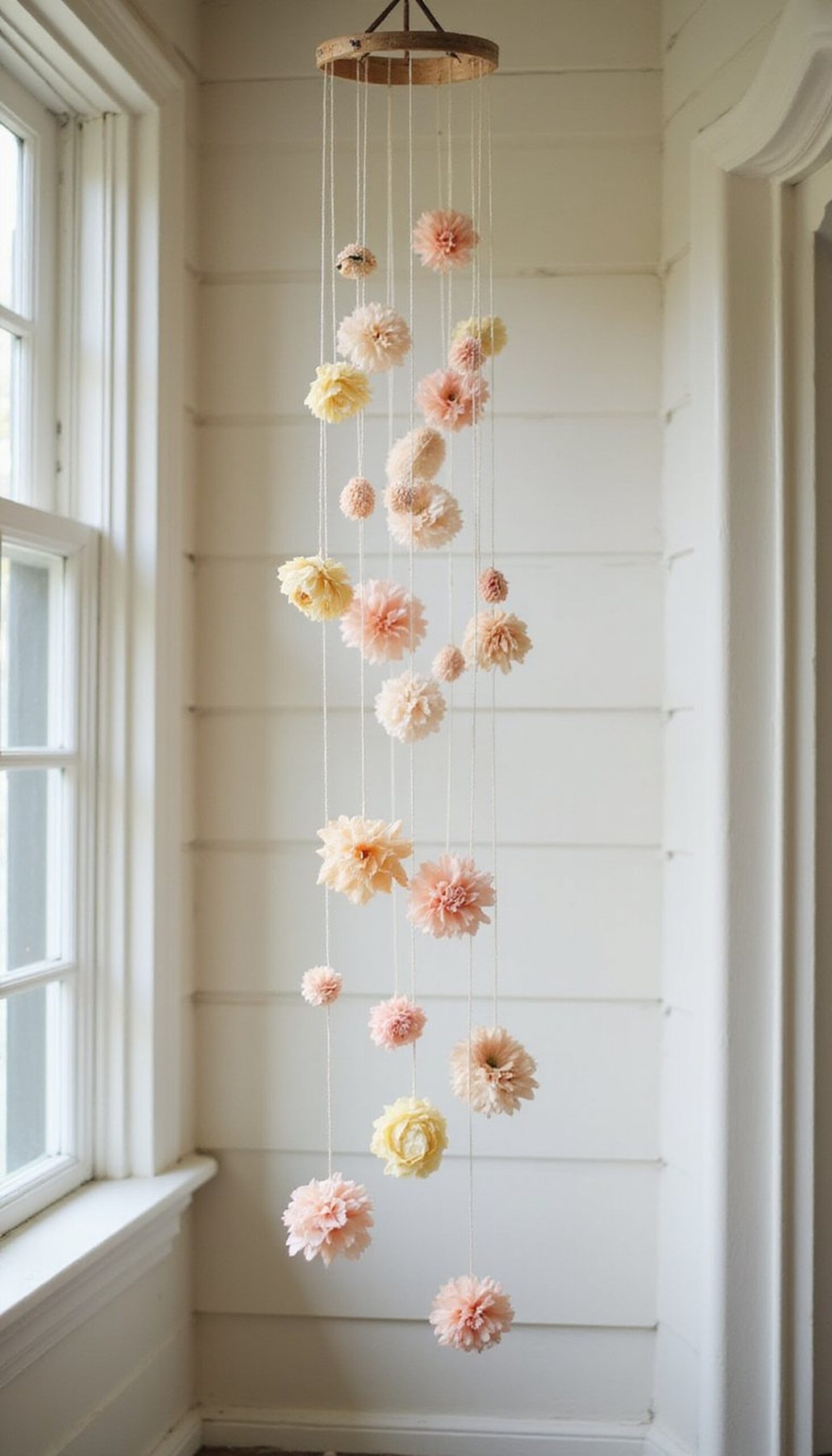 Hanging floral mobile for porch or nook