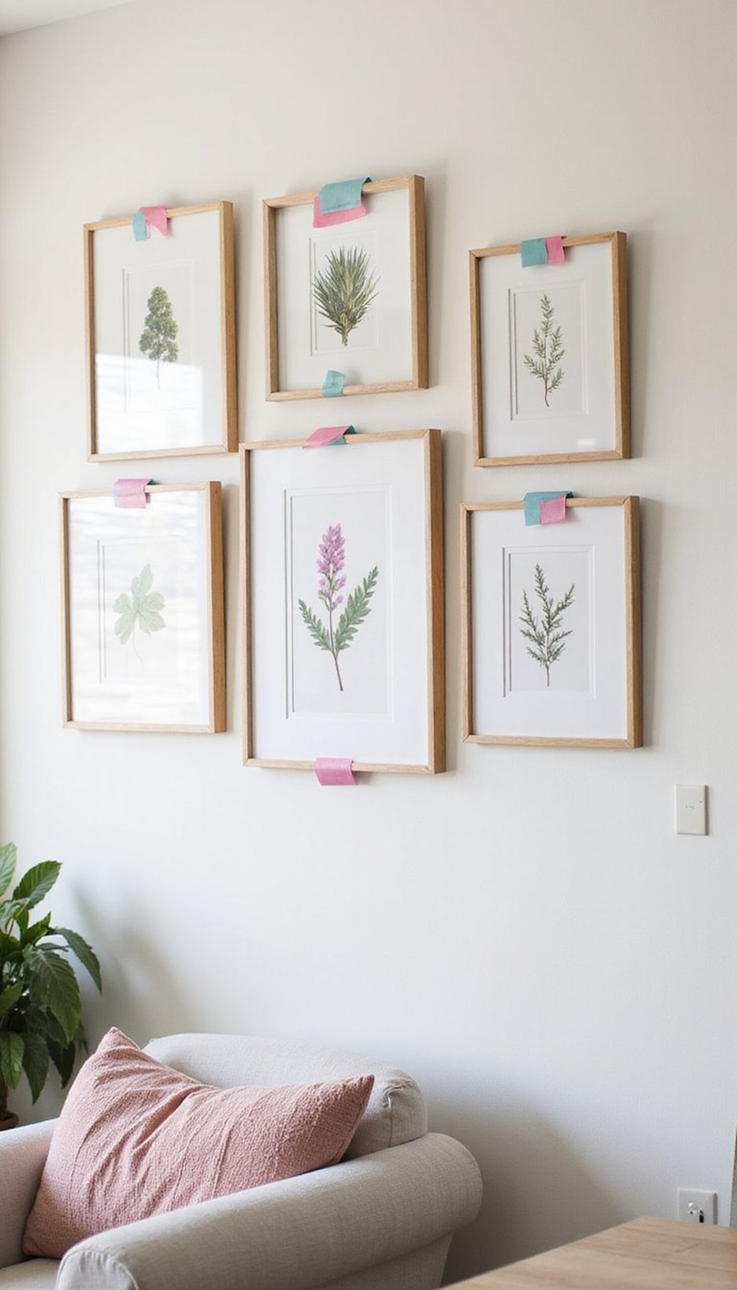 Washi-tape flower frames for casual gallery wall