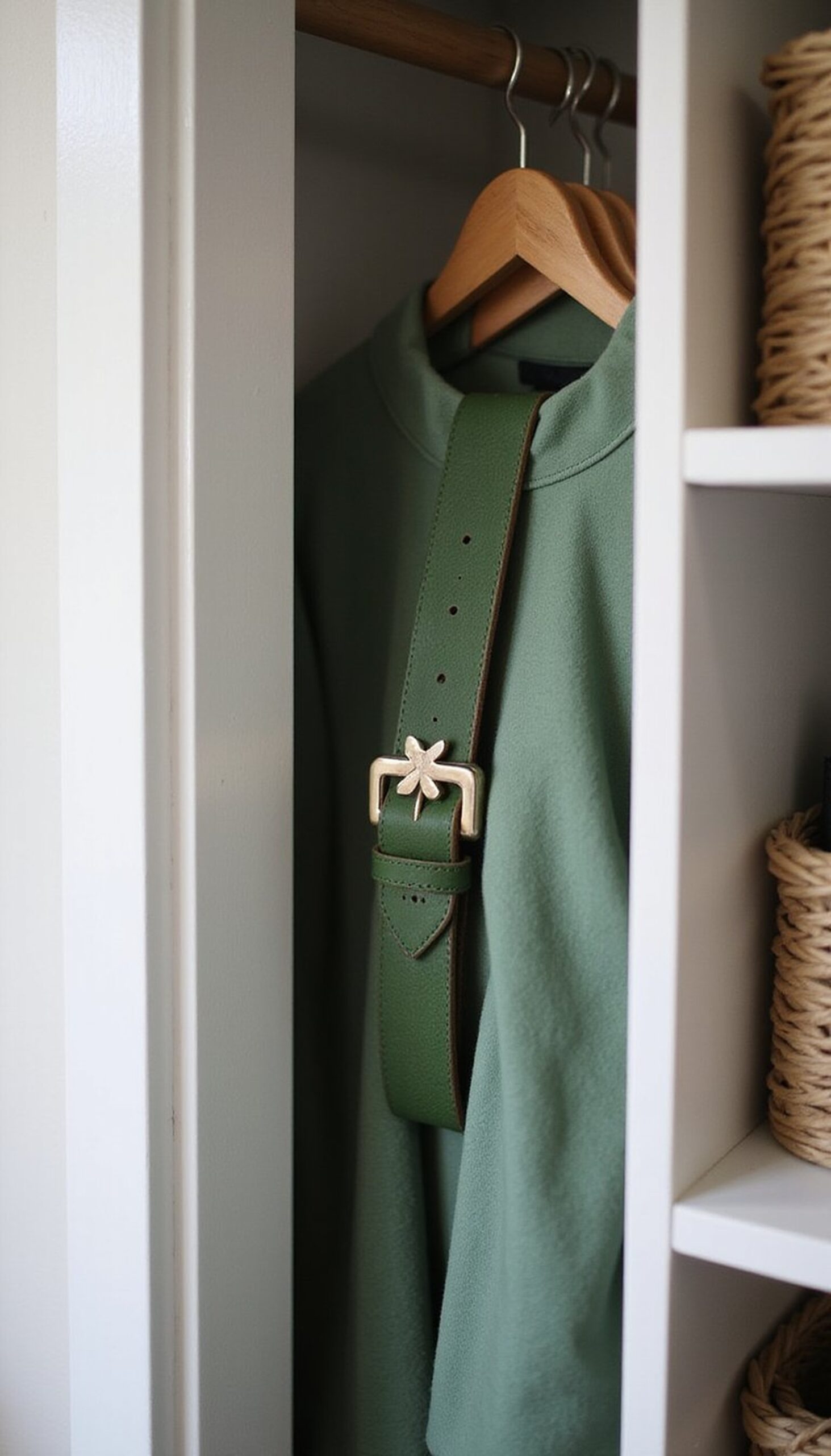 Faux Leather Clover Belt With Handmade Buckle