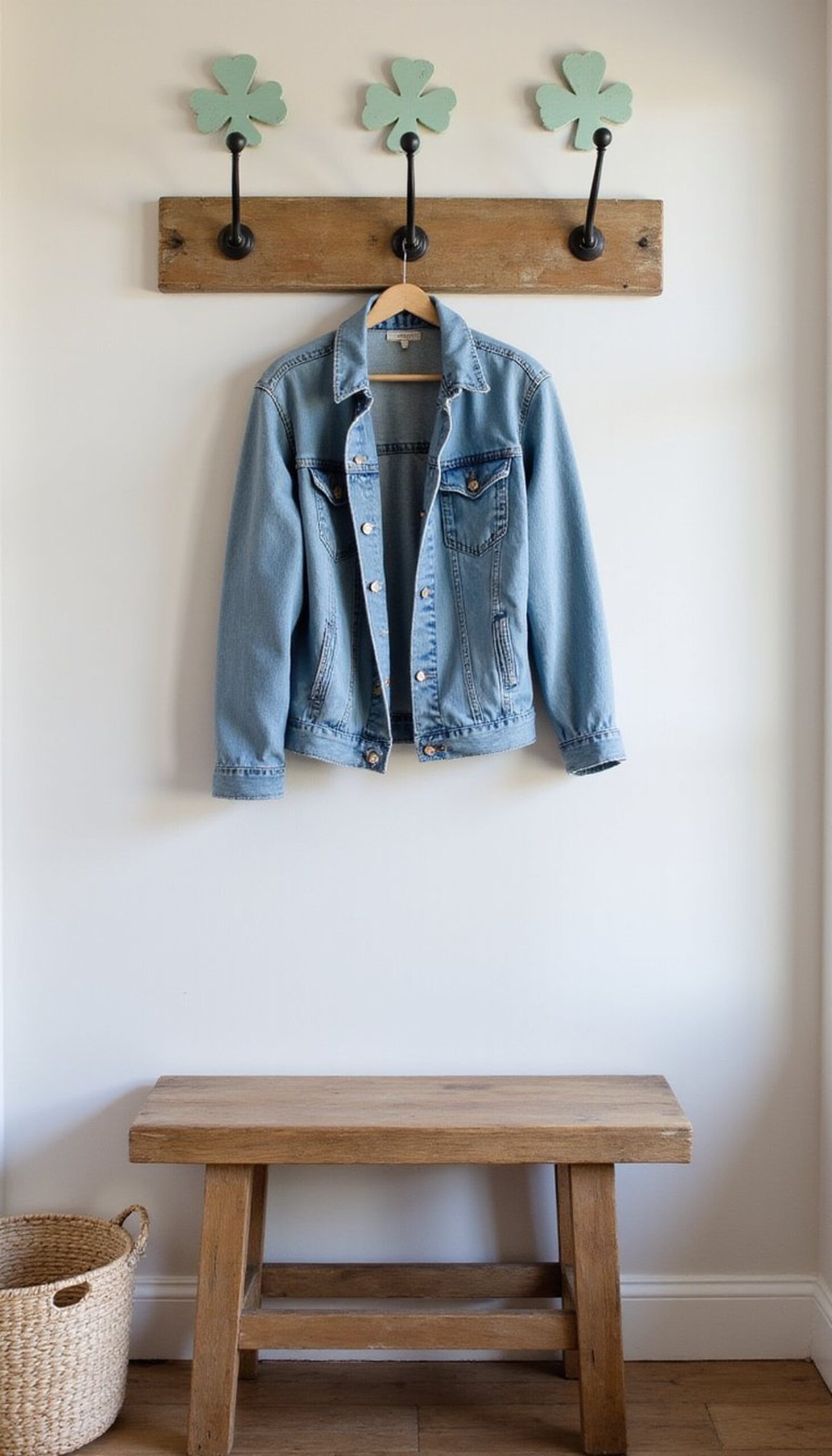 Hand-Painted Clover Denim Jacket Statement