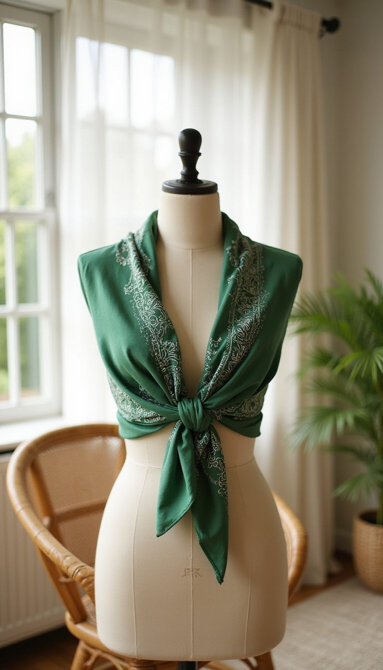 Knotted Green Bandana Top for Sunny Days