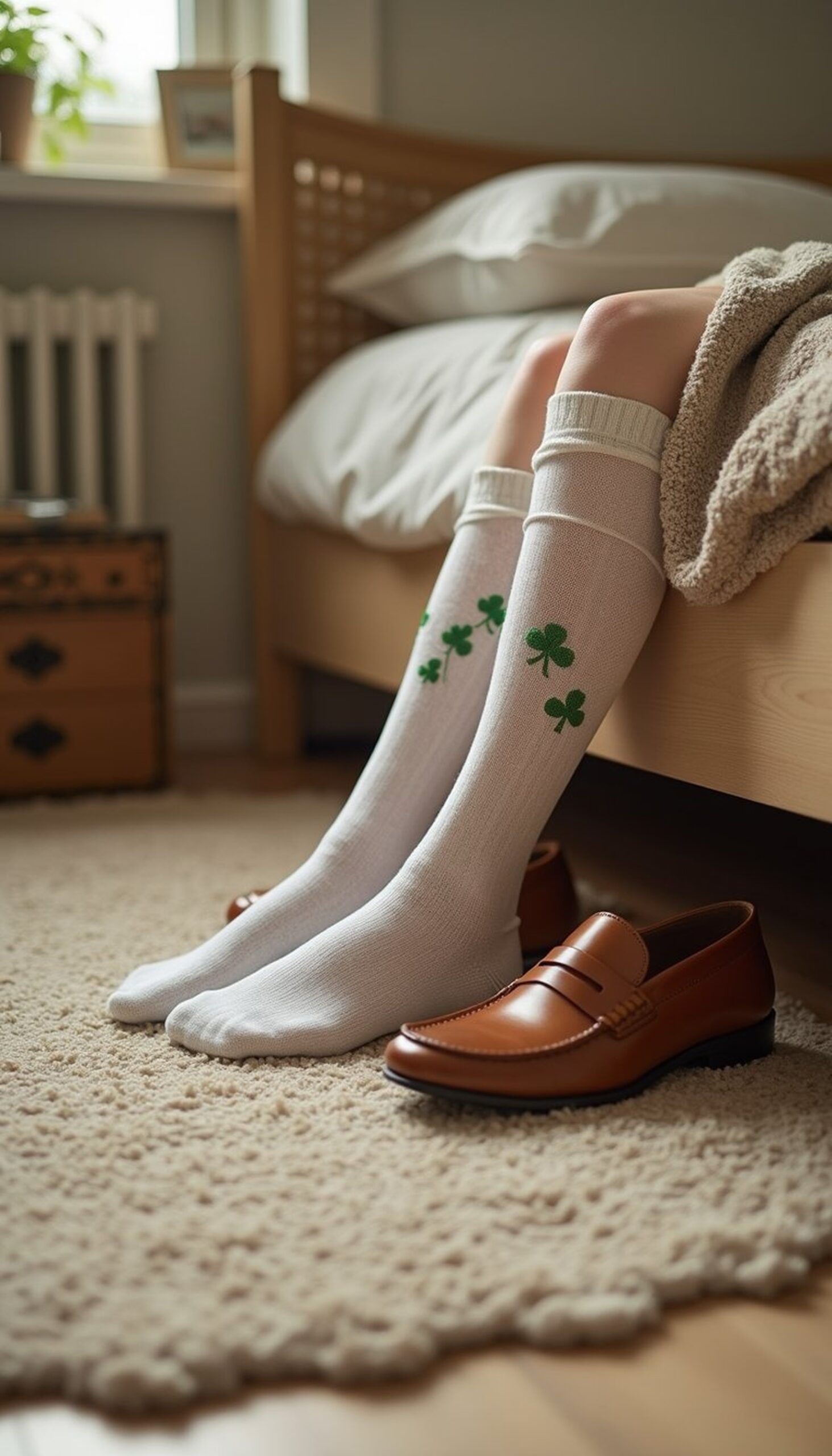 Shamrock Lace Socks with Scalloped Edge