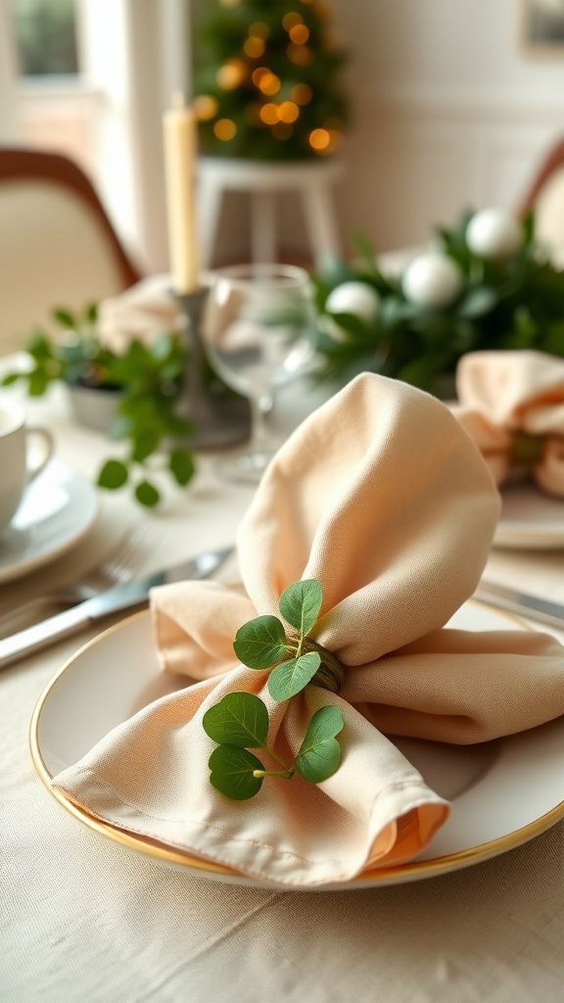 Clover cloth napkin rings for an elevated table