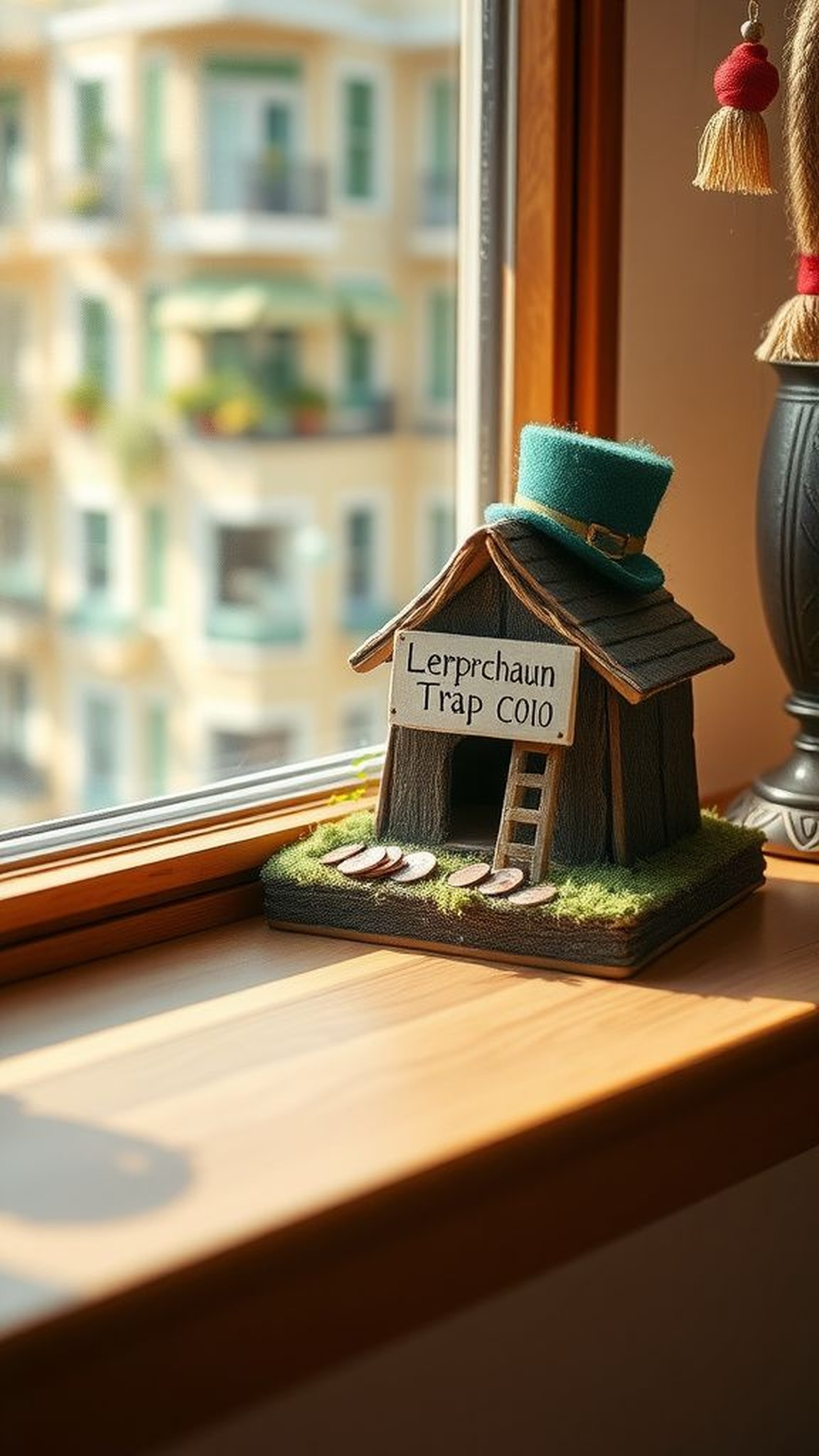 Leprechaun trap diorama with tiny whimsical details