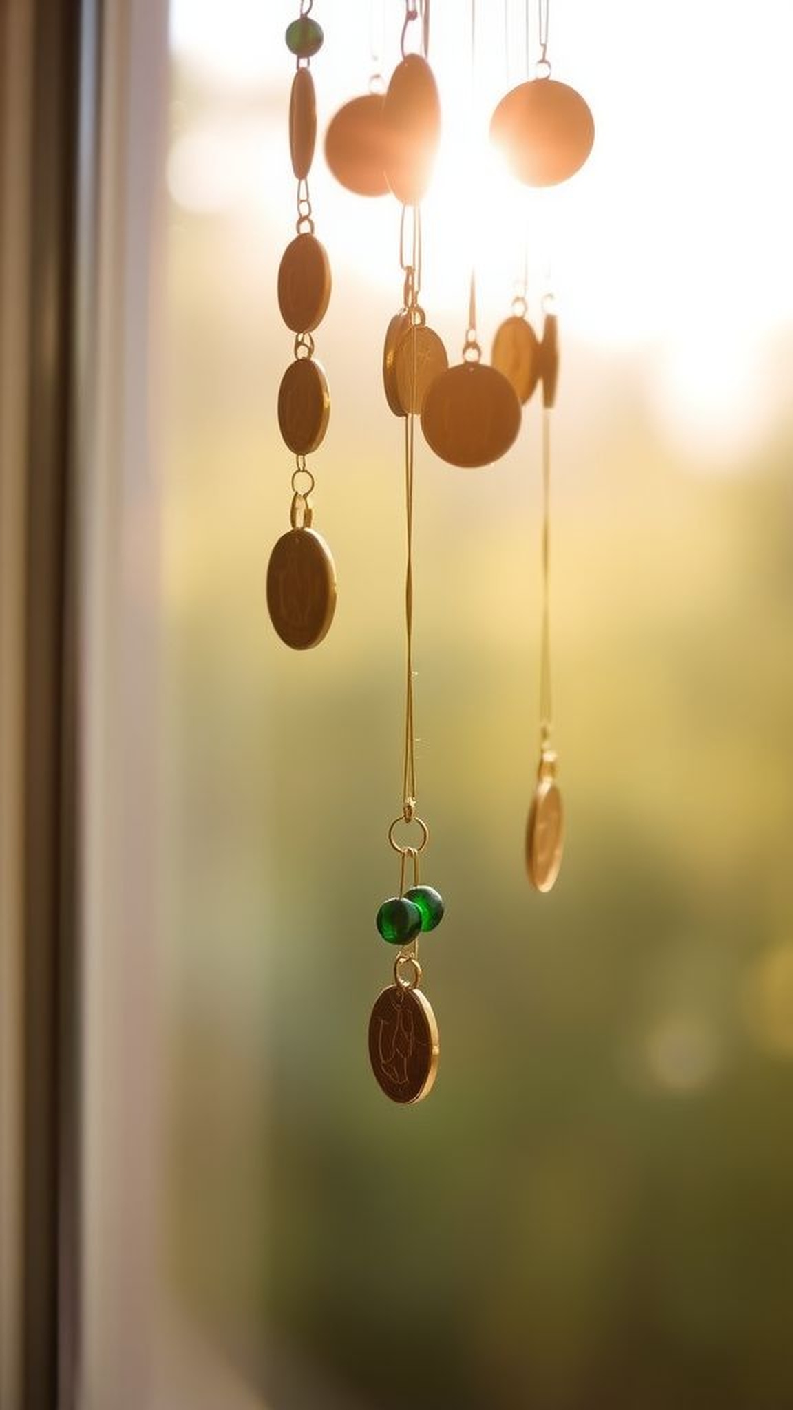 Lucky charm wind chimes with soft metallic tones