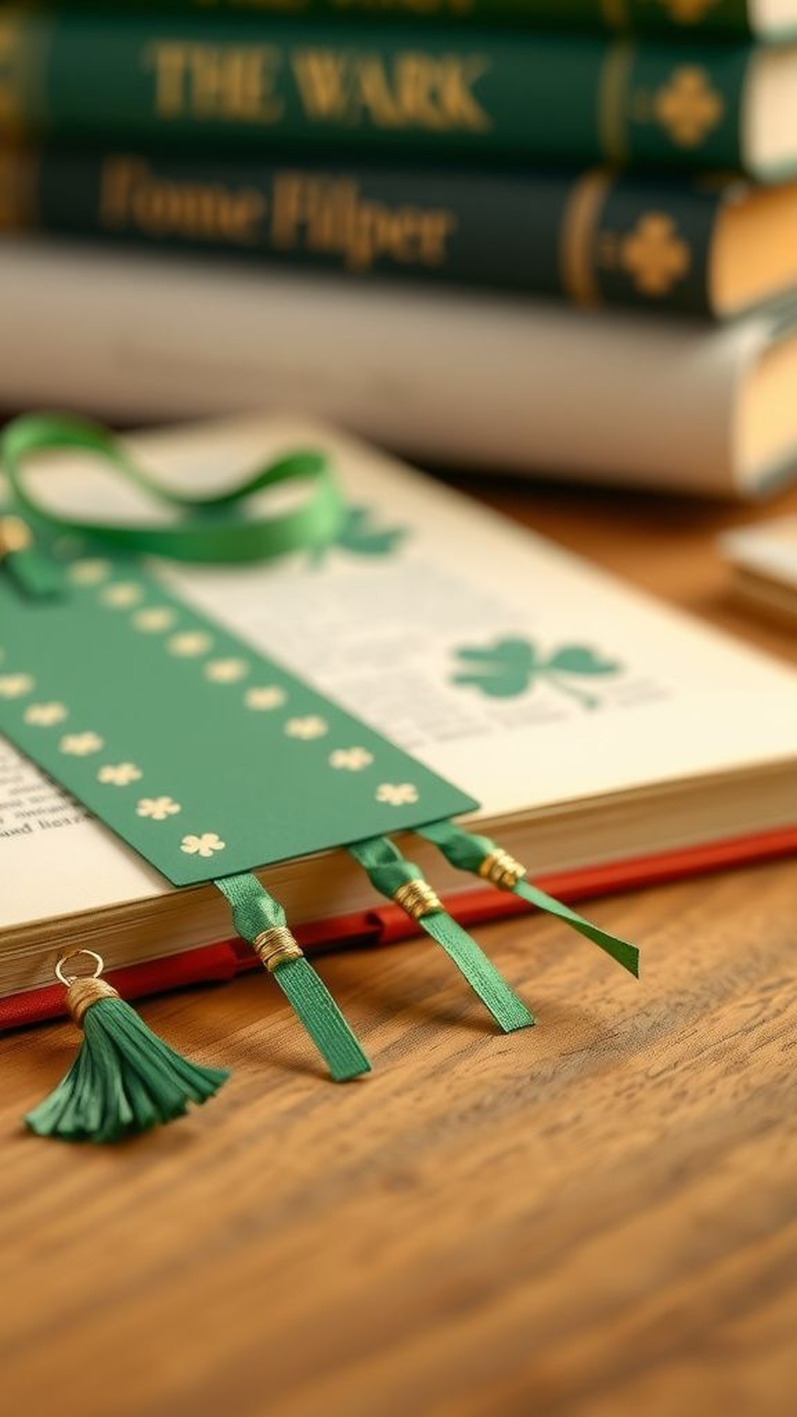 St. Patrick's Day bookmarks with ribbon tassels