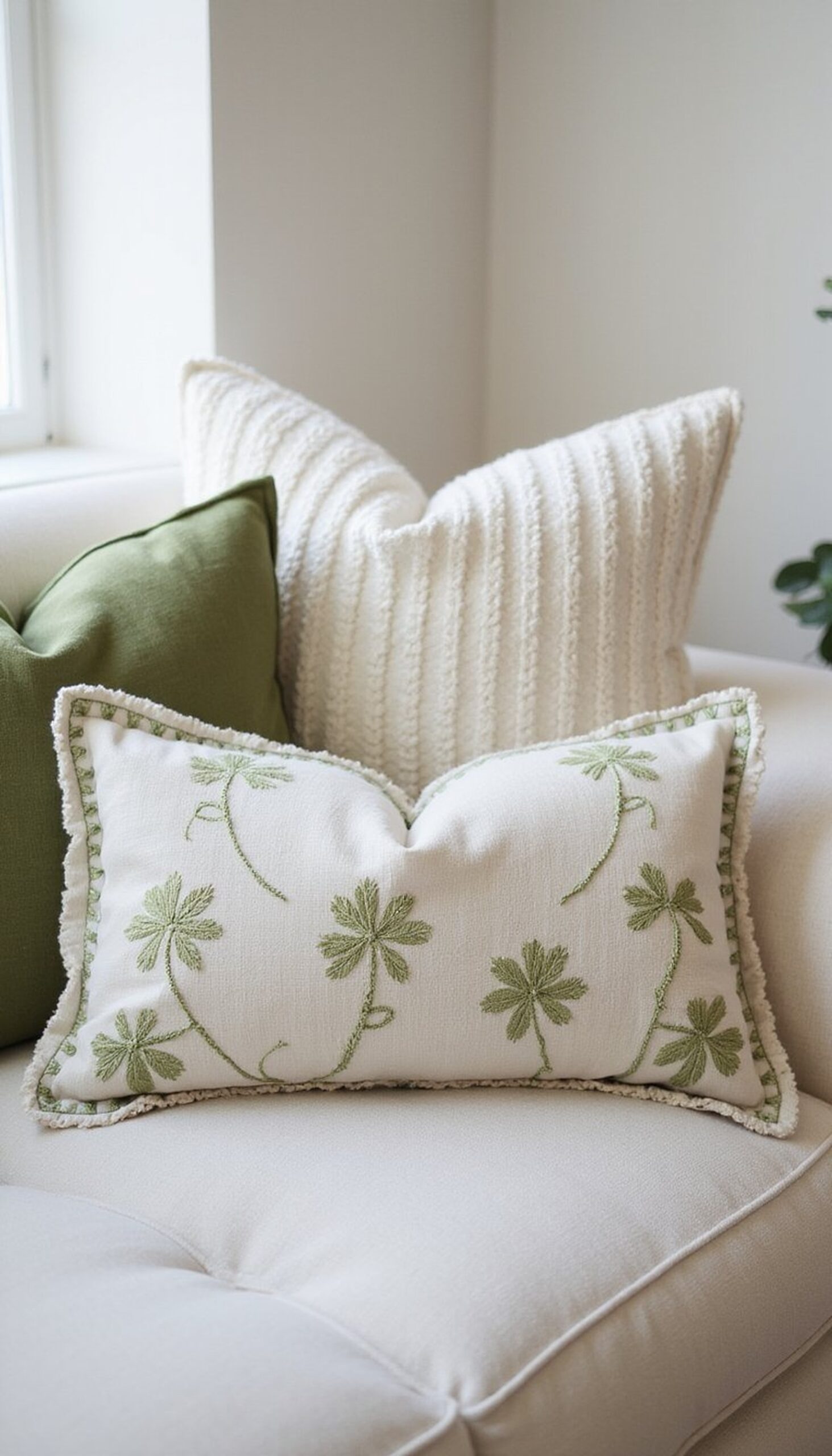 Clover pillow covers with subtle texture
