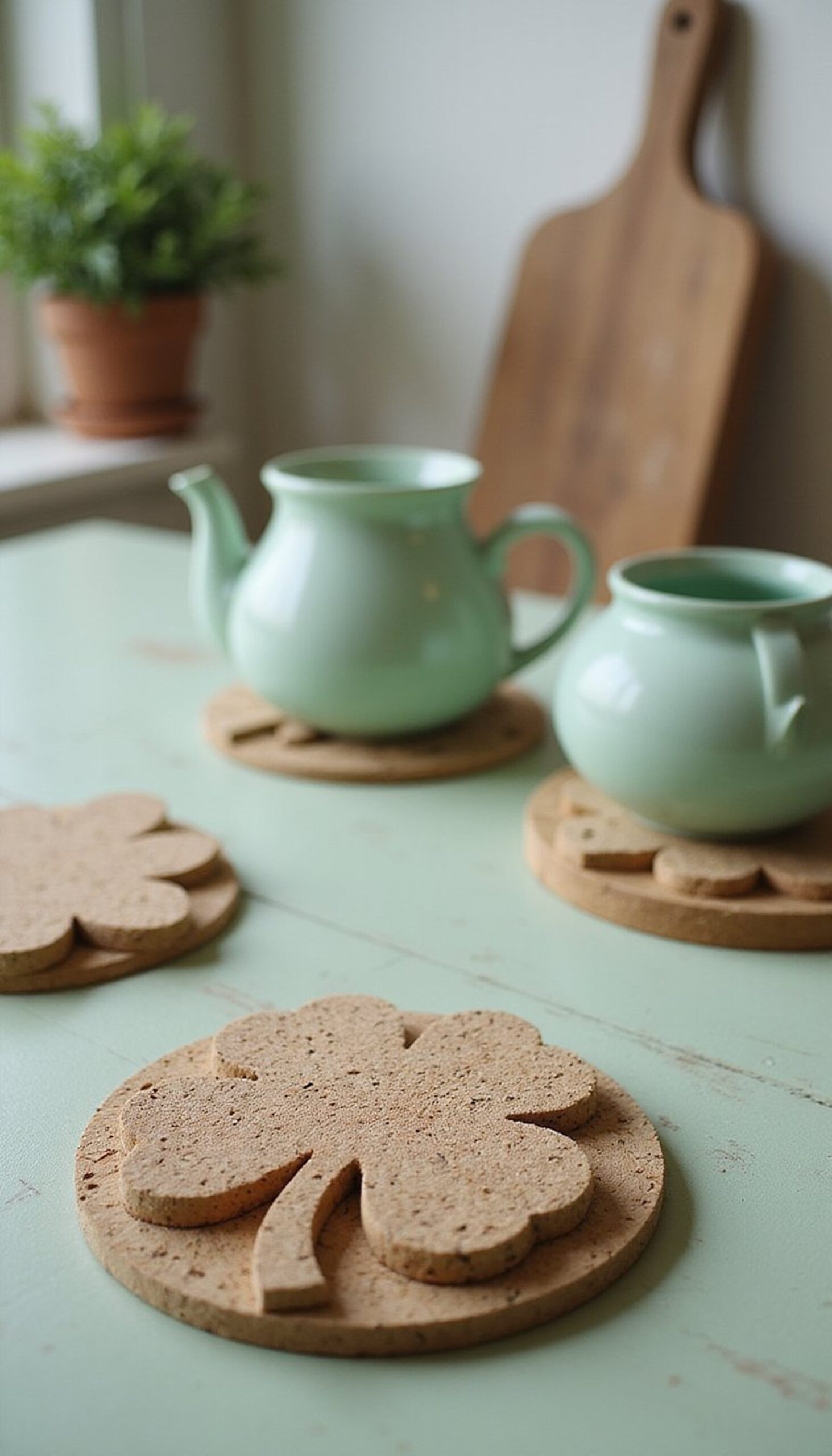 Cork shamrock trivet: repurpose and relax
