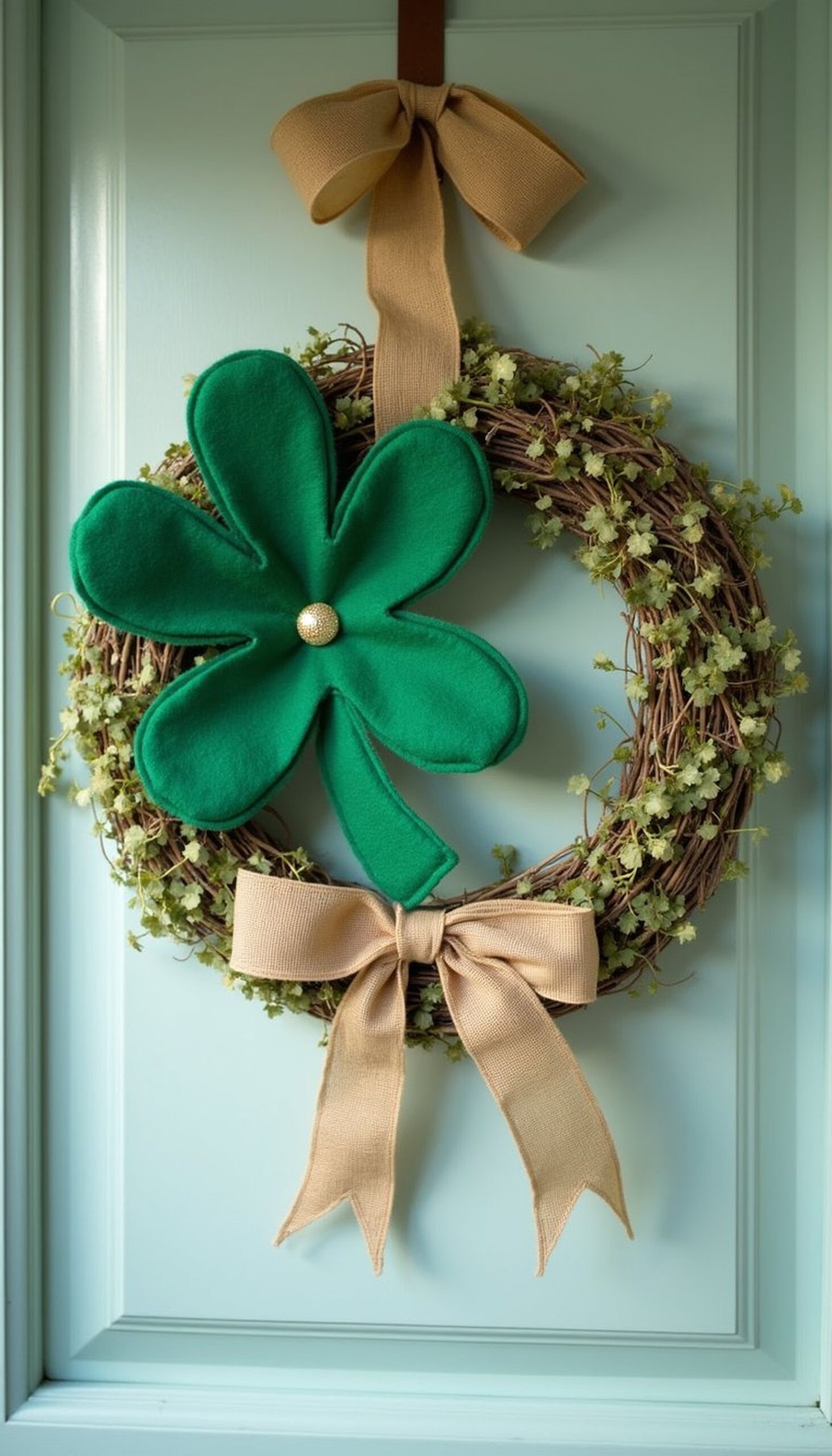 Felt shamrock wreath for front door