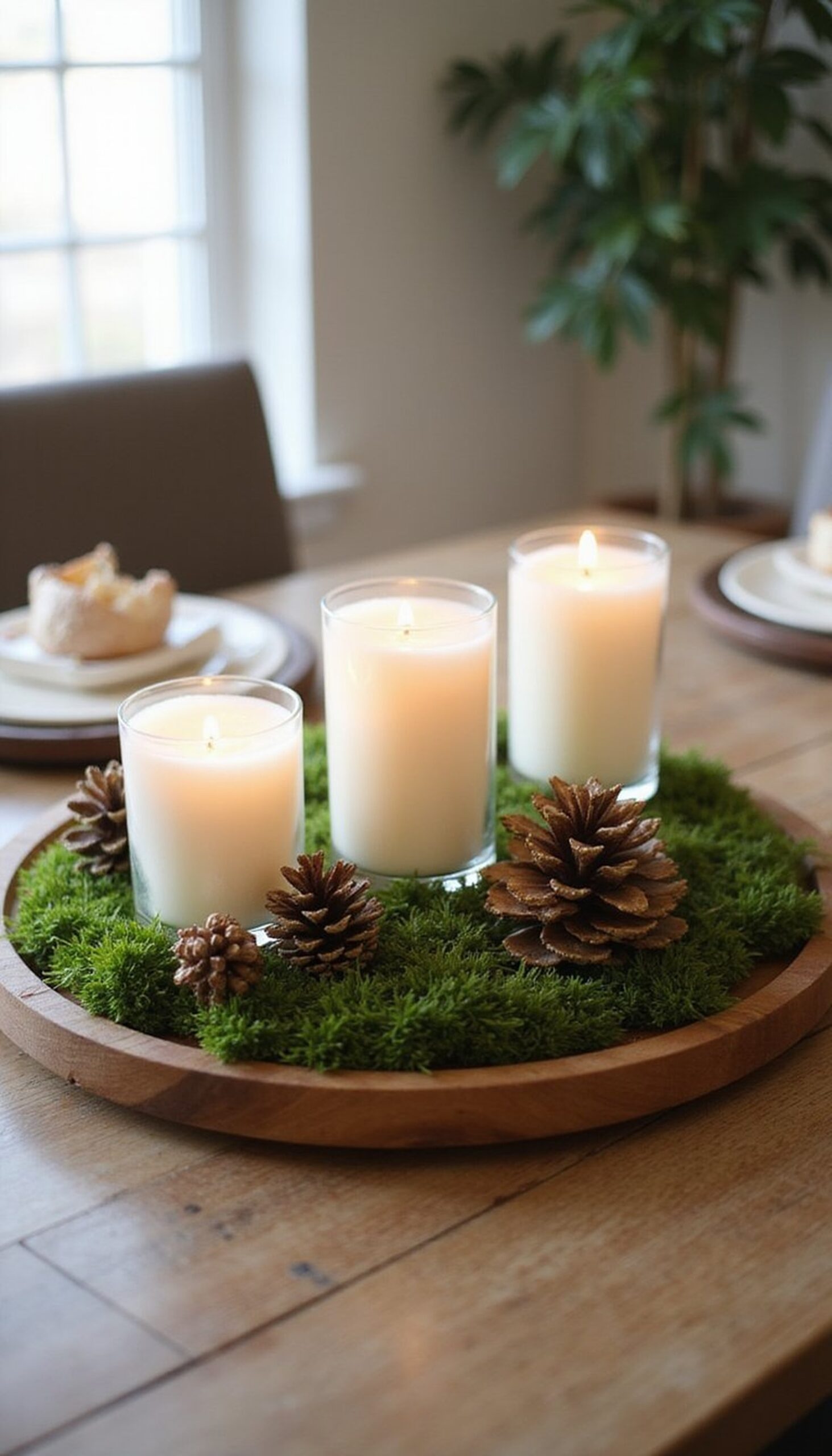 Gold-accented candle cluster centerpiece
