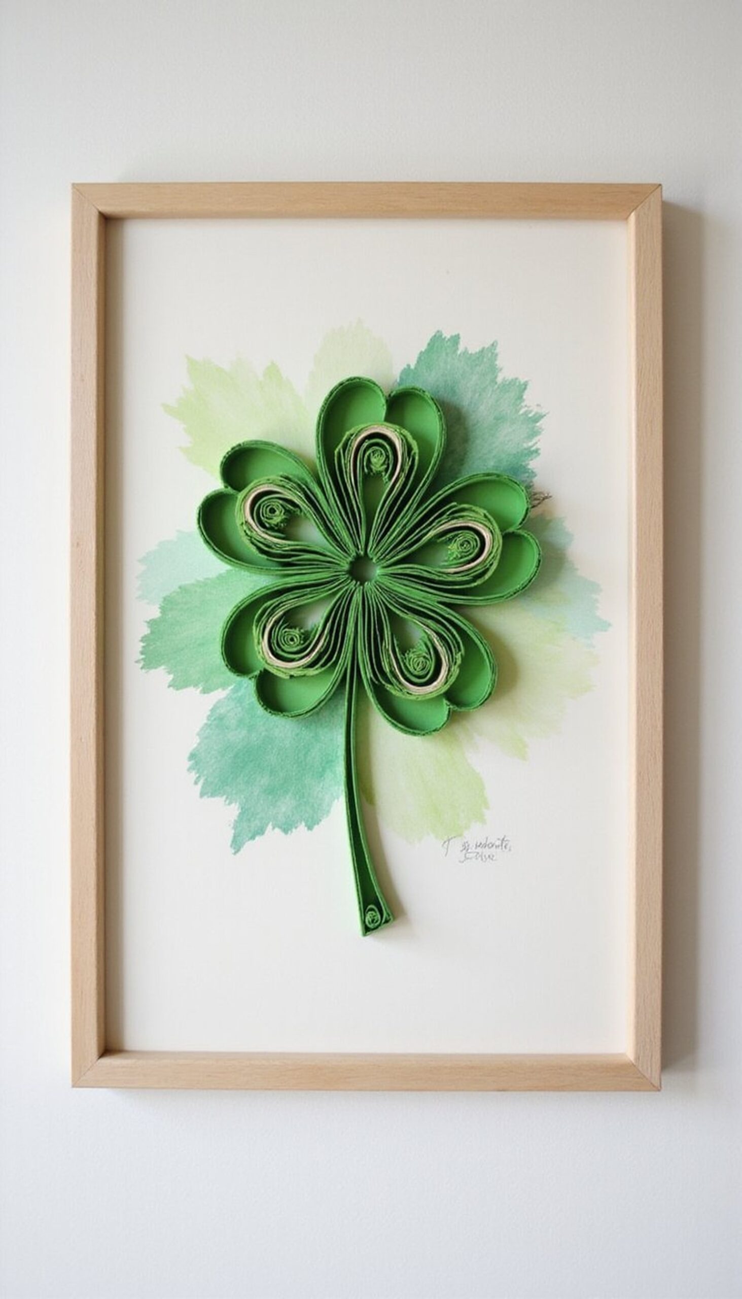 Paper quilled clovers for wall art