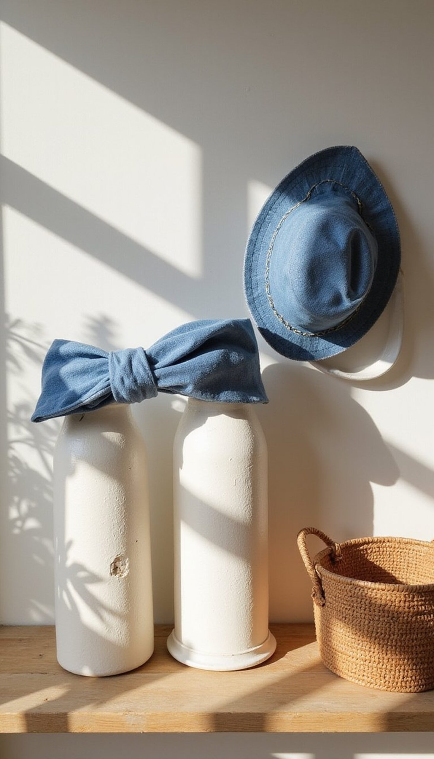 Denim bucket hat and headband set