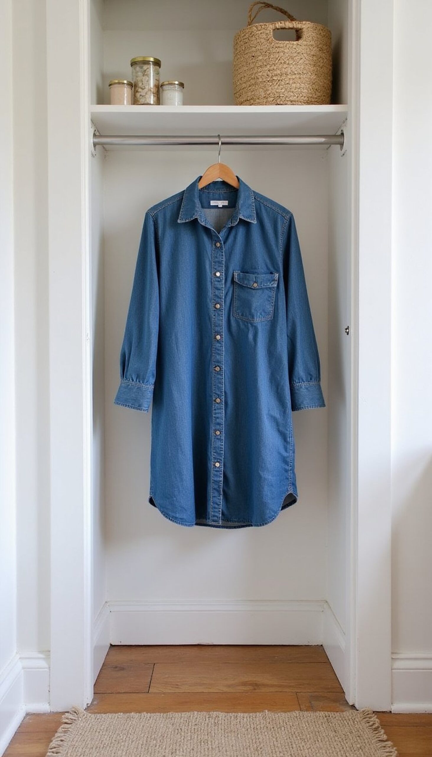 Denim shirtdress made from shirts and jeans