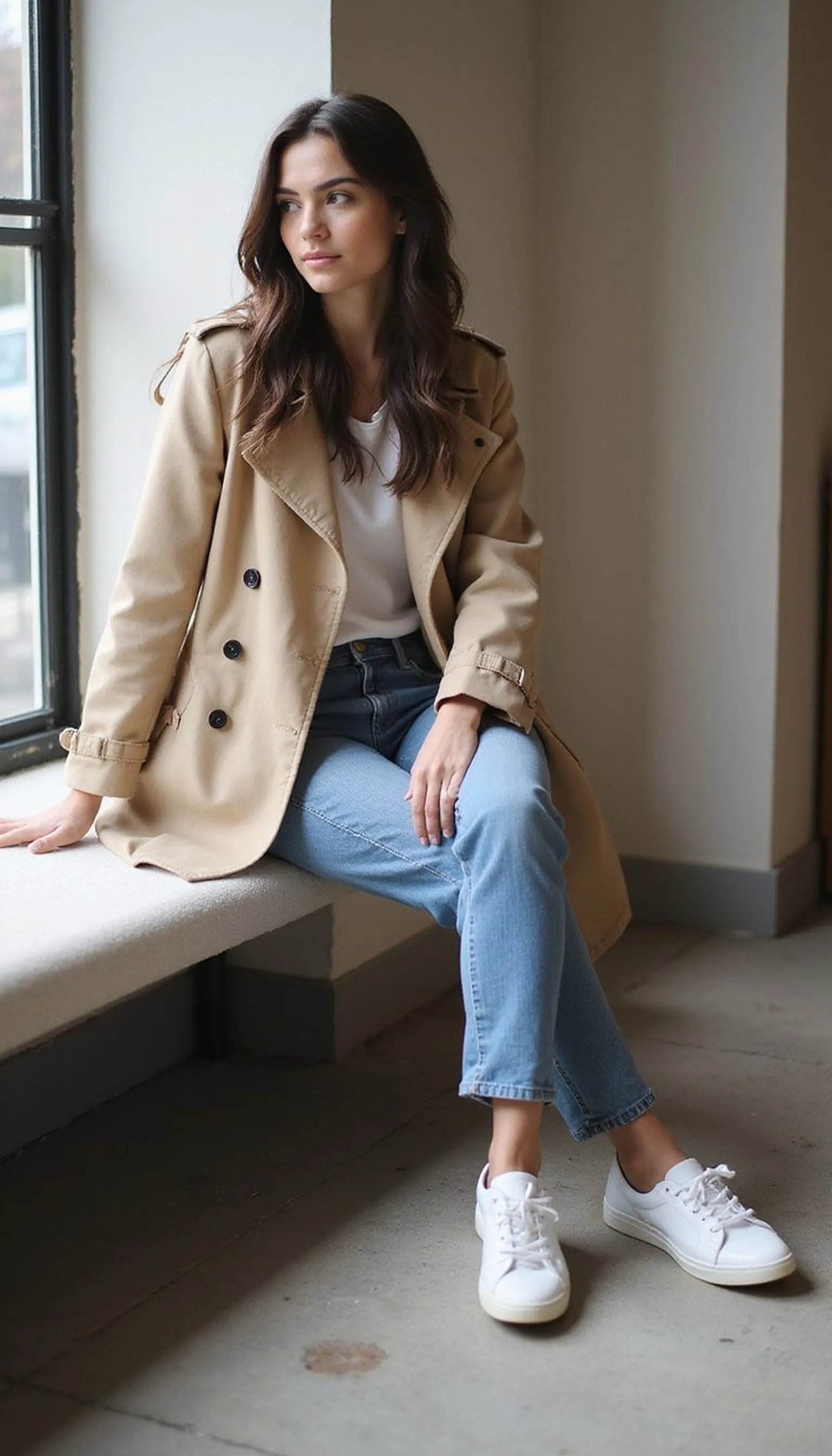 Lightweight trench for breezy coastal mornings