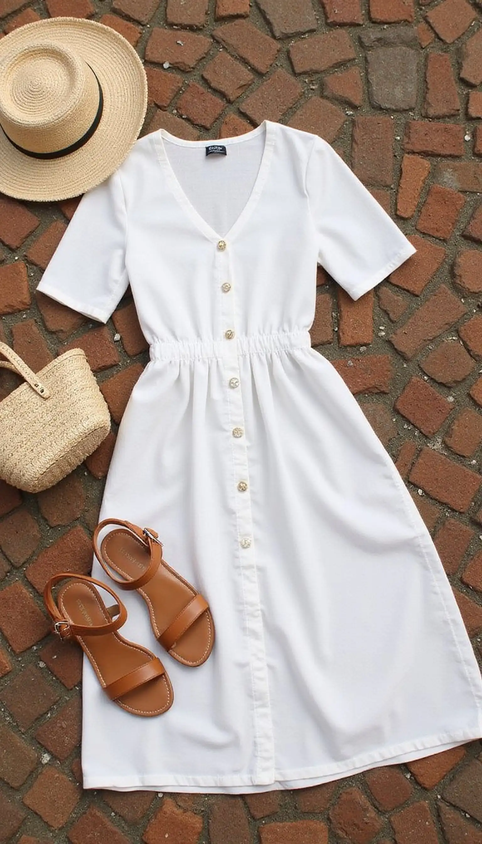 Linen midi dress for cobblestone strolls