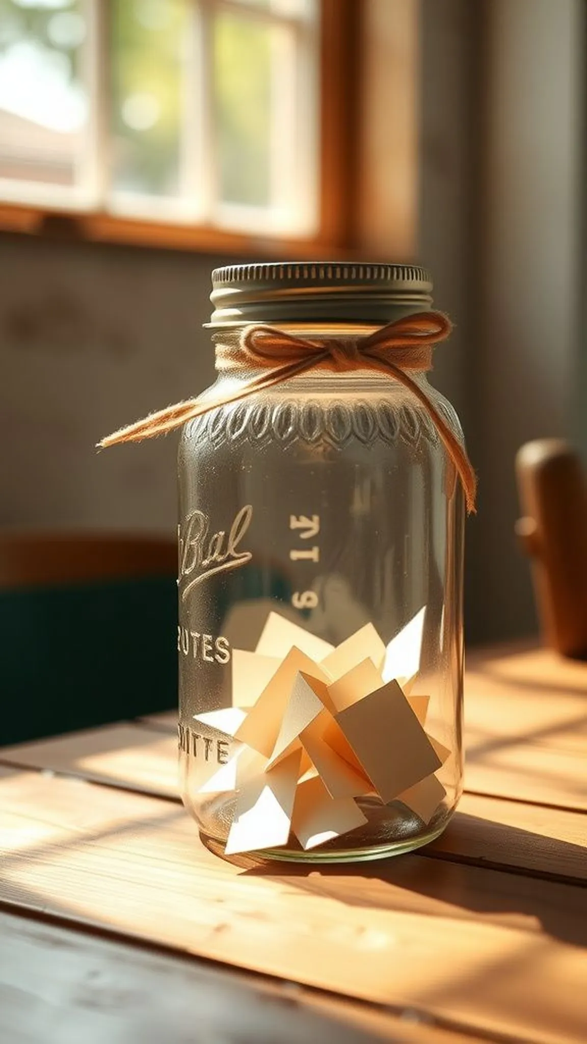 A Memory Jar filled with tiny handwritten notes