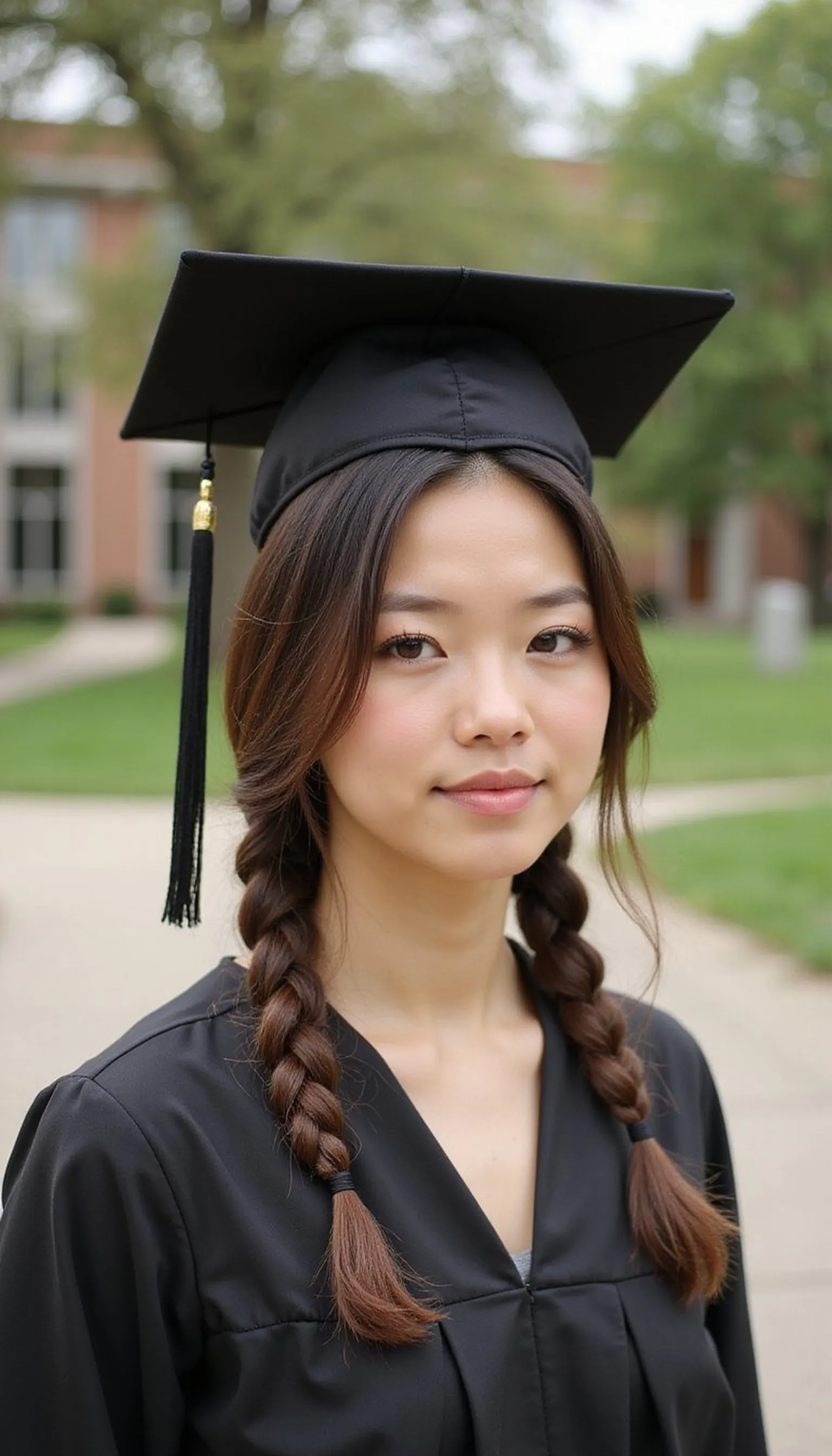 Crown Braid Laid Under The Mortarboard Edge