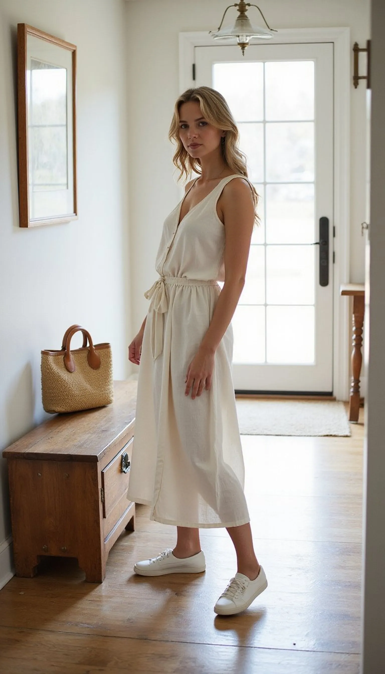 Casual chic: sneakers and a sundress combo