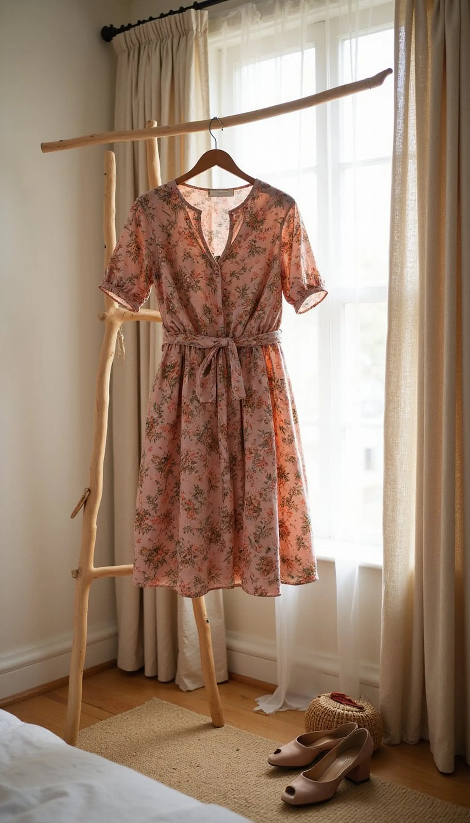 Floral midi dress that moves in photos