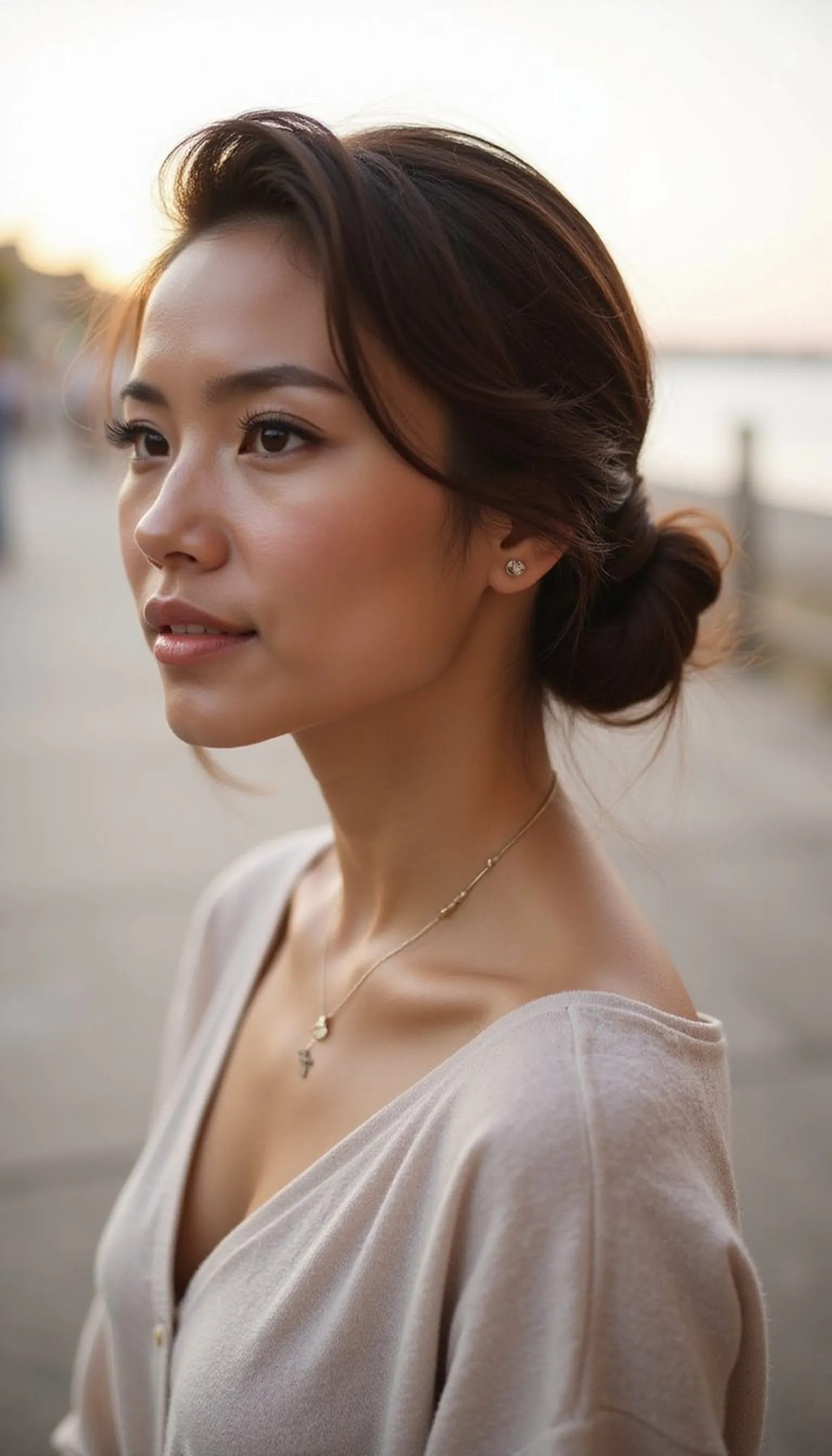 Low Sleek Bun With Center Or Side Part