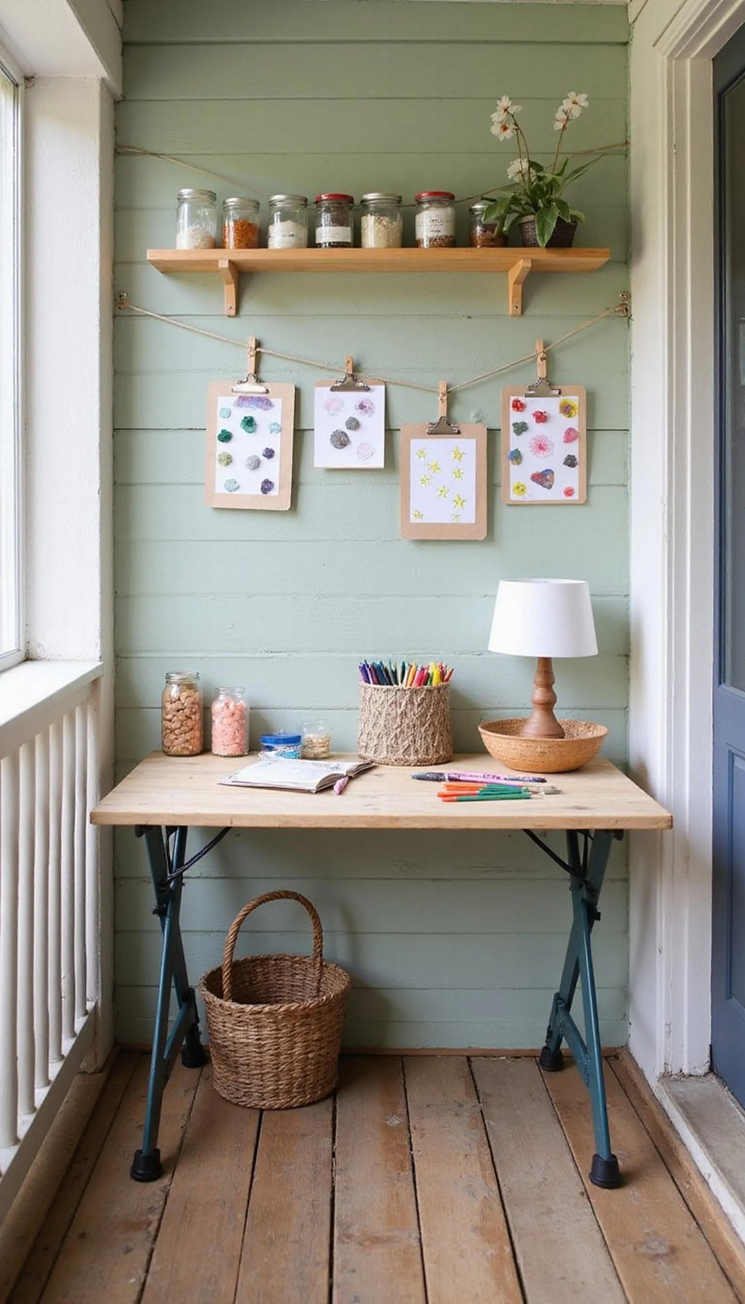Kids’ craft corner with paper stars and flags?