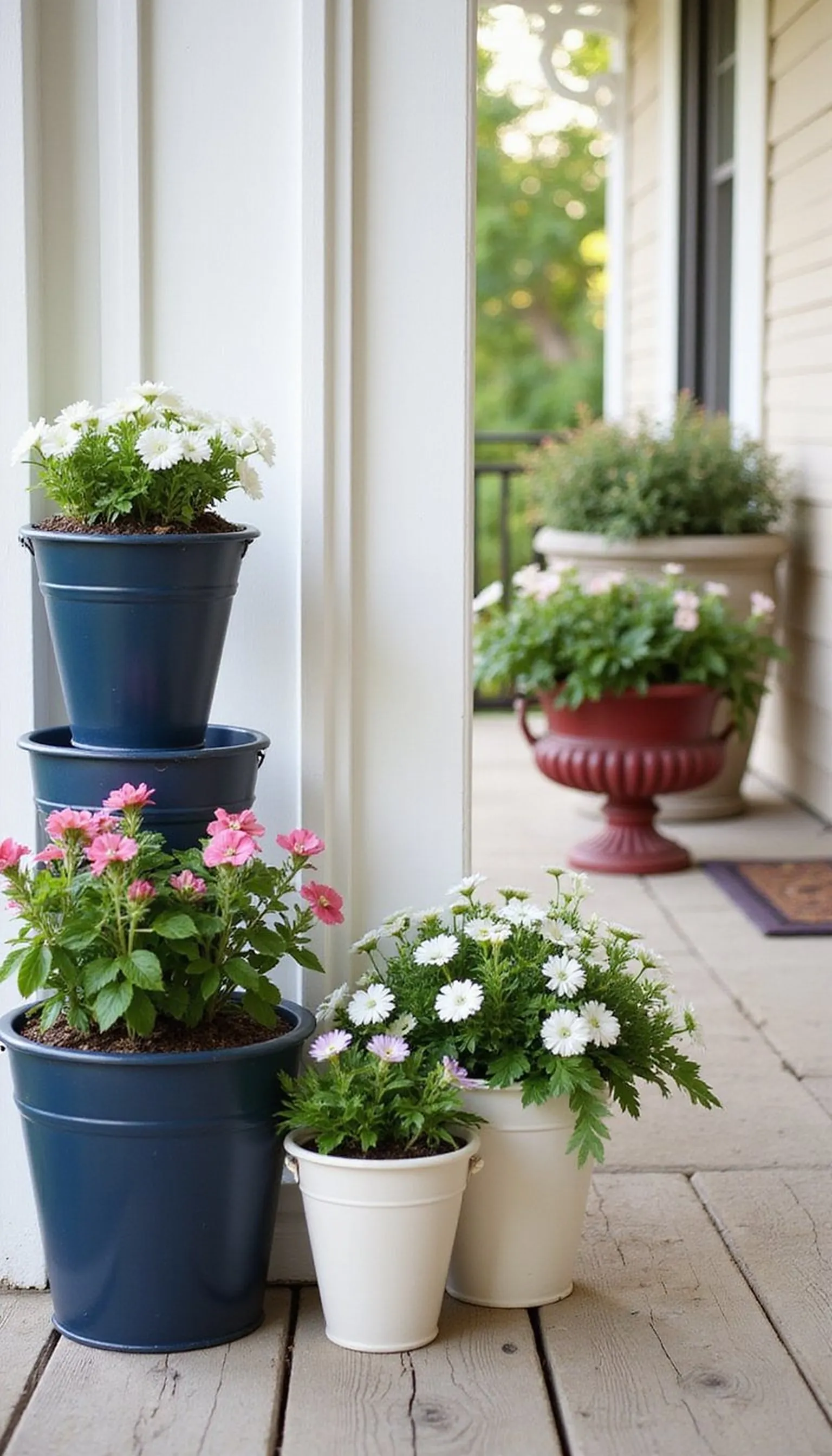 Red, white, and blue potted planters—fresh ideas
