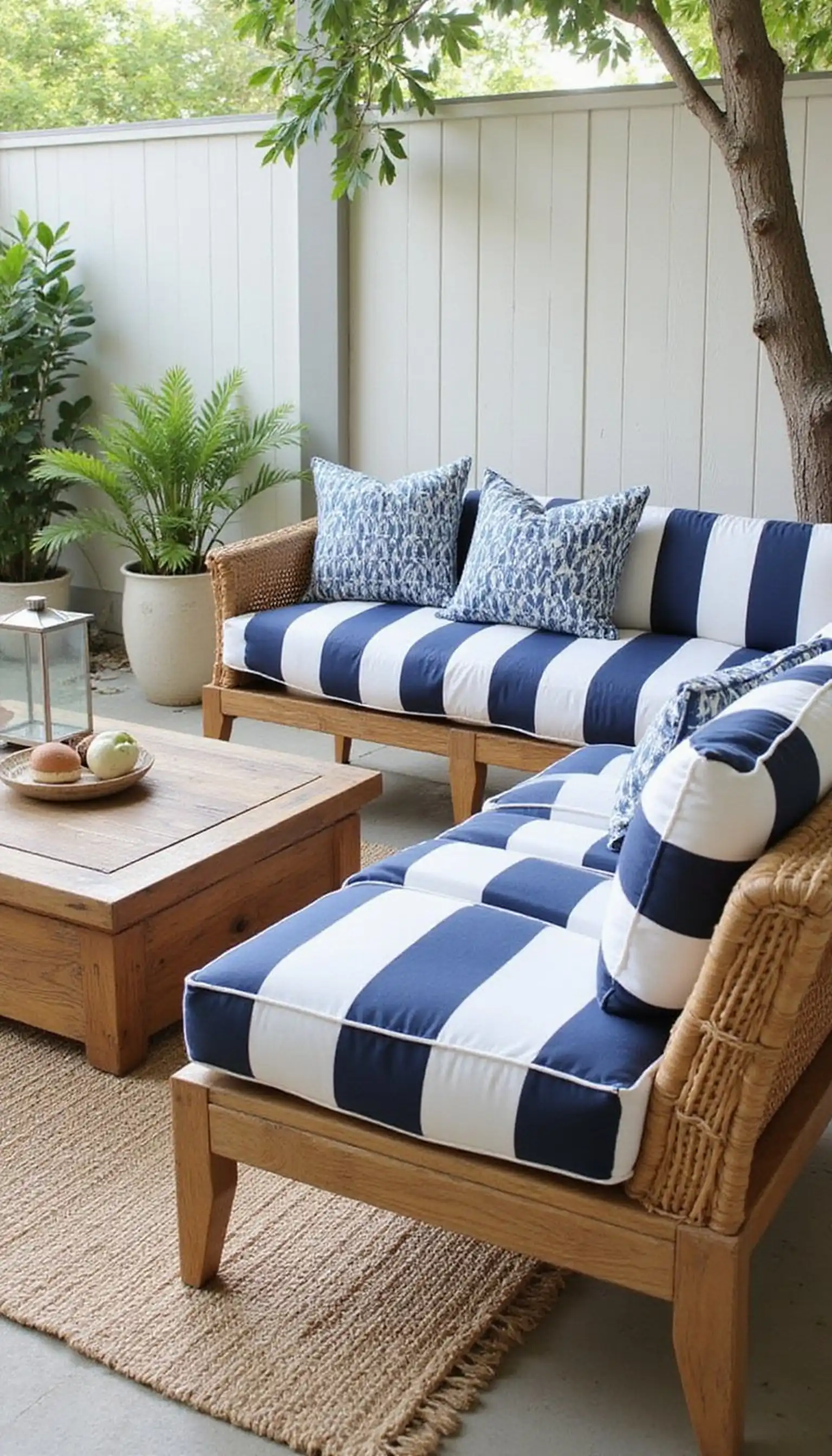 Blue-and-White Coastal Lounge Vibes