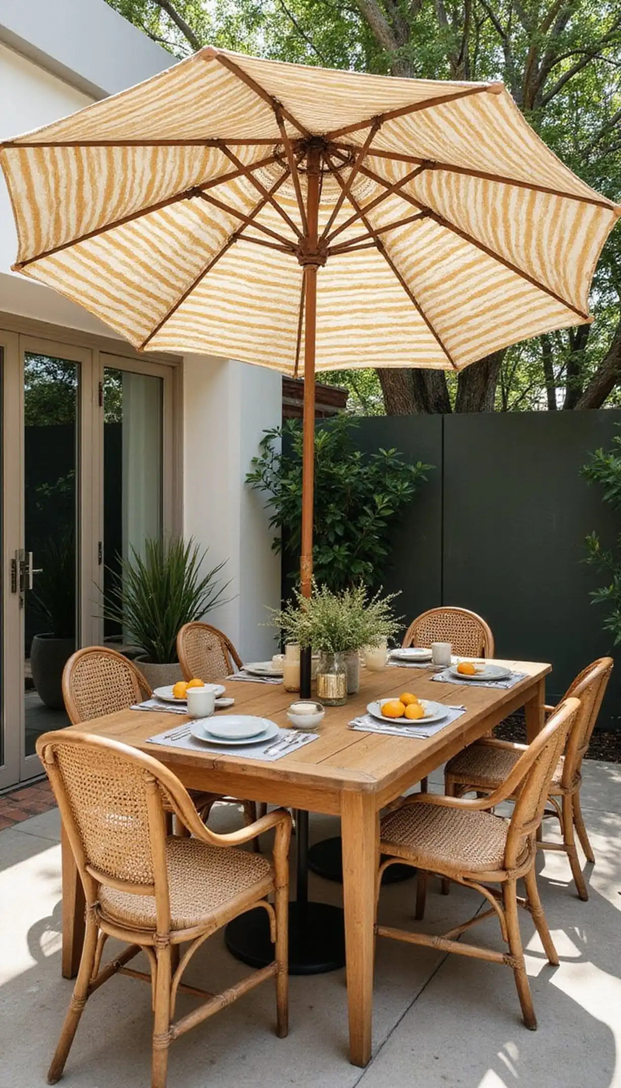 Statement Umbrella Centerpiece With Patterned Fabric