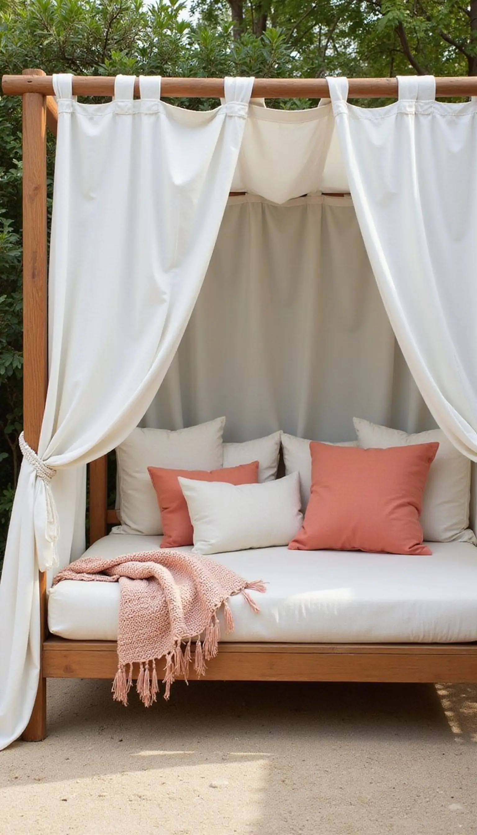 Sun-Ready Daybed With Flowing Canopy