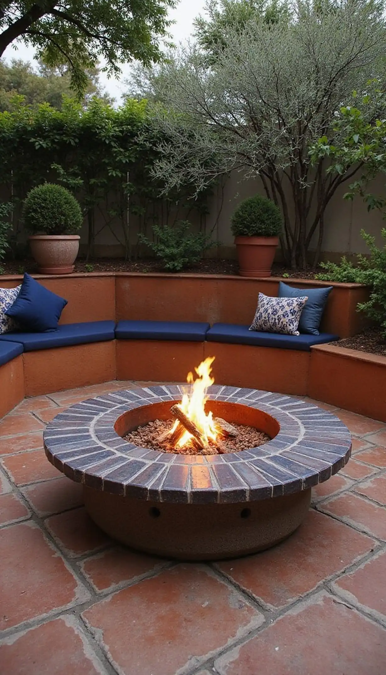 Tiled Fire Pit Circle for Warm Nights