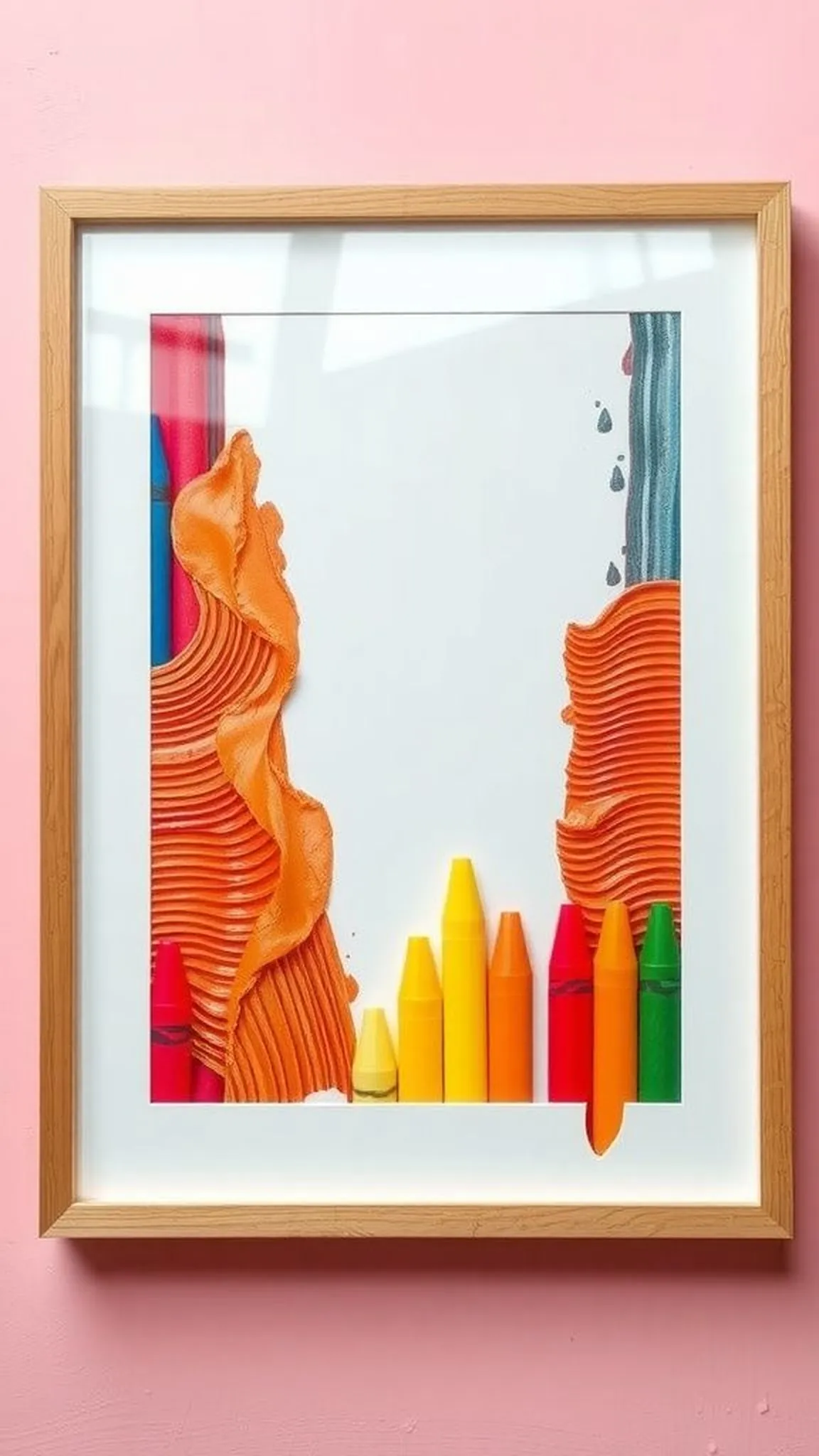 Framed crayon art for a playful classroom accent