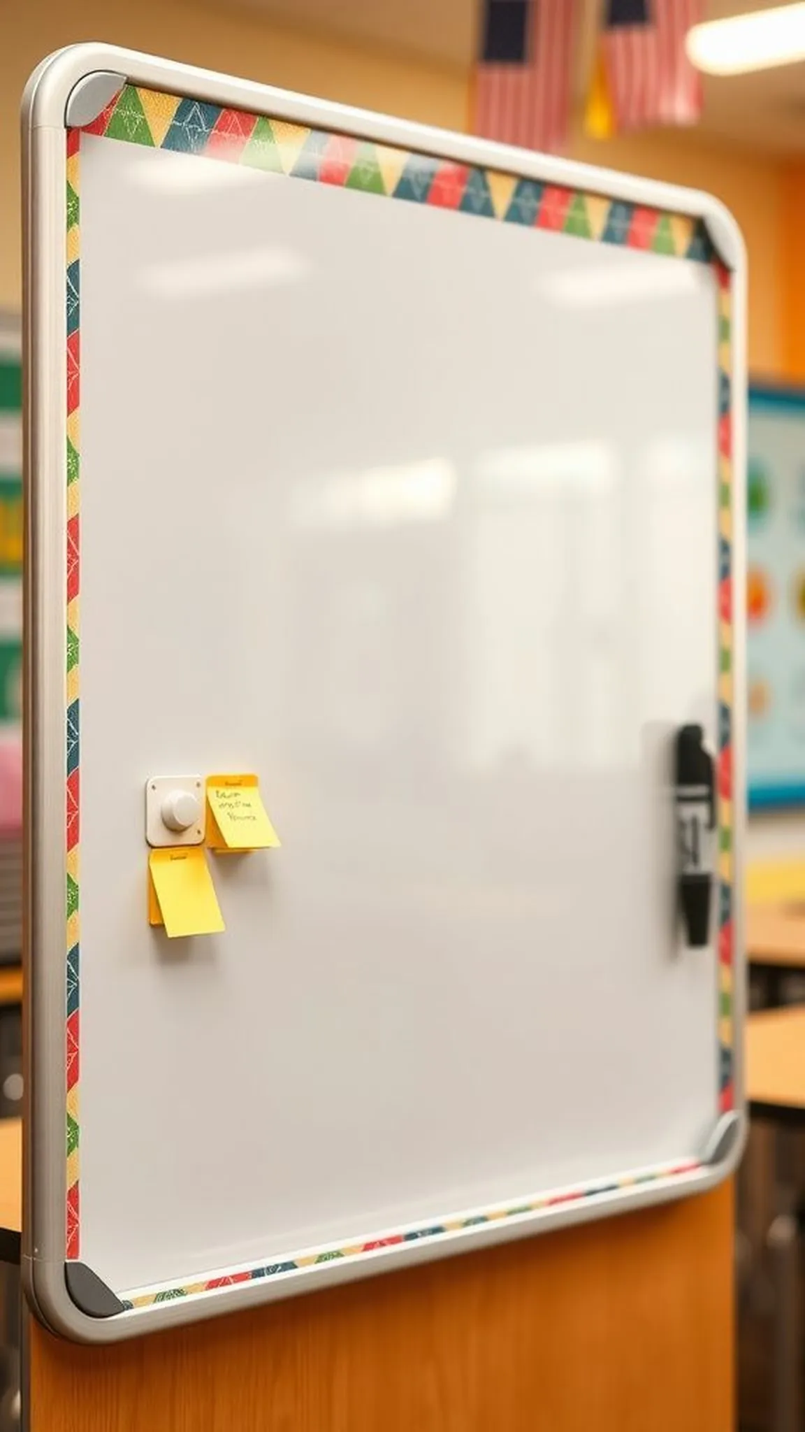 Magnetized dry-erase list board with playful border