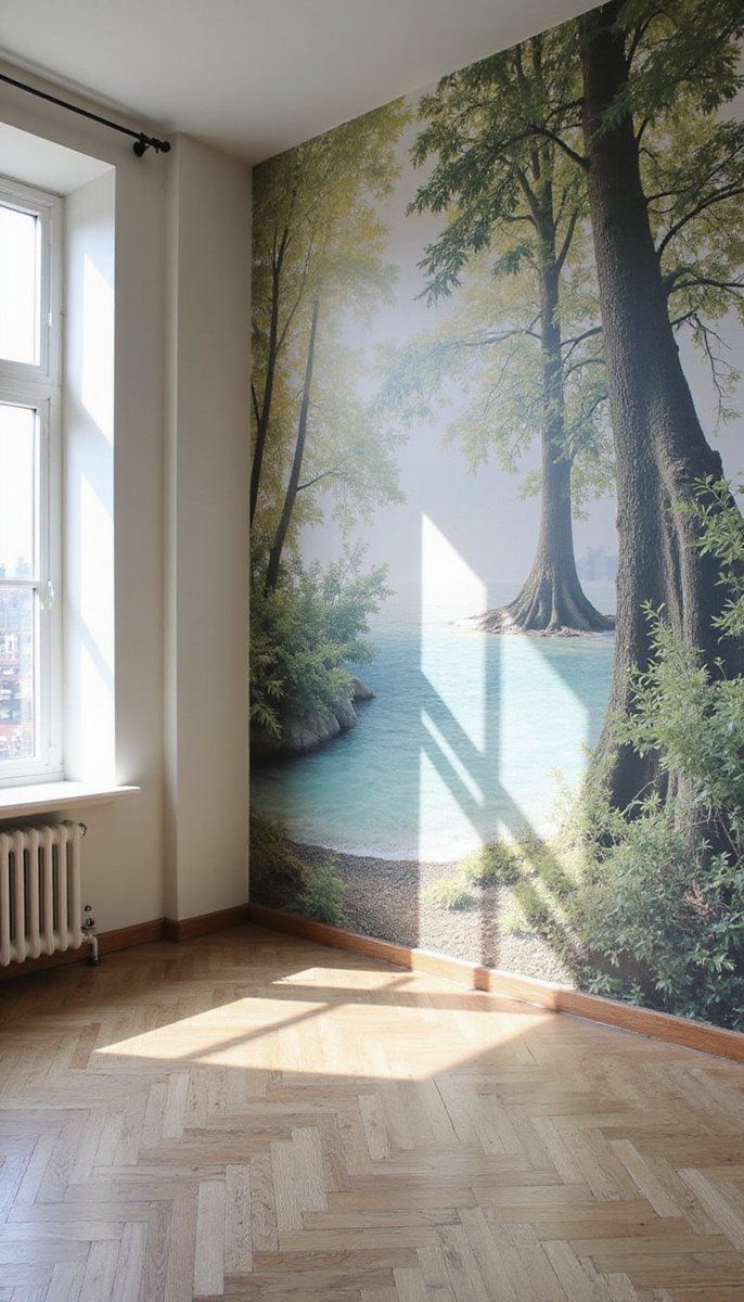 Accent walls with large scale murals