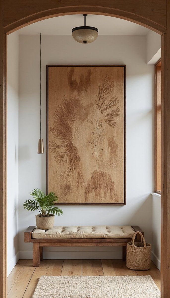 Add warmth with abstract wood art