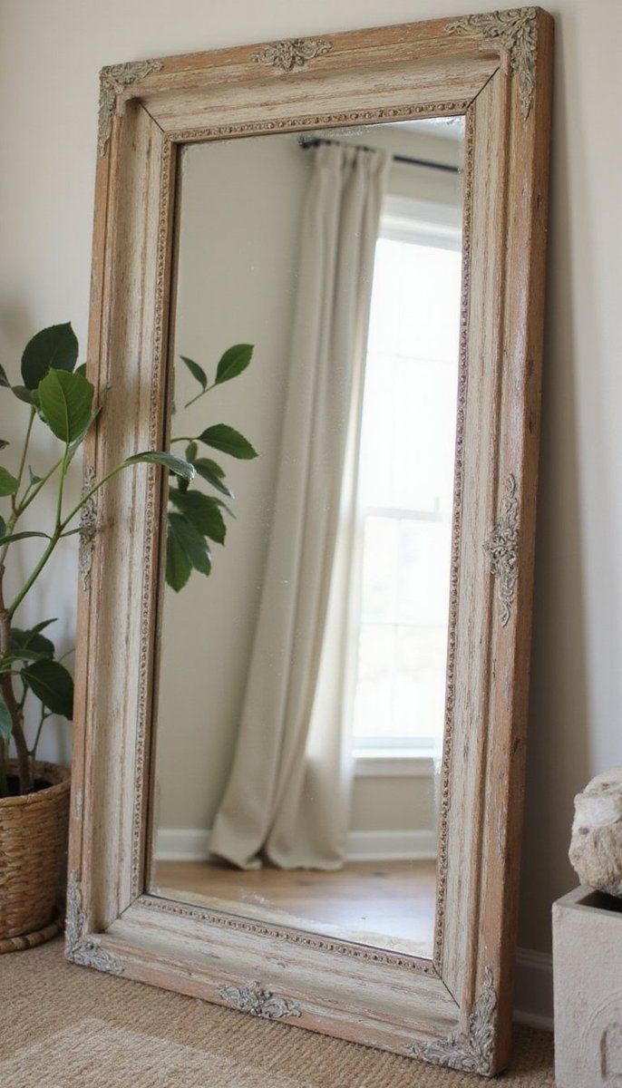 Antique mirror with rustic finish