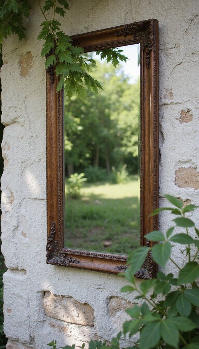 Antique mirrors for outdoor spatial illusions