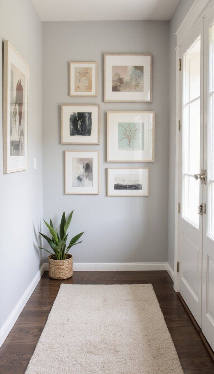 Artistic gallery wall with abstract prints