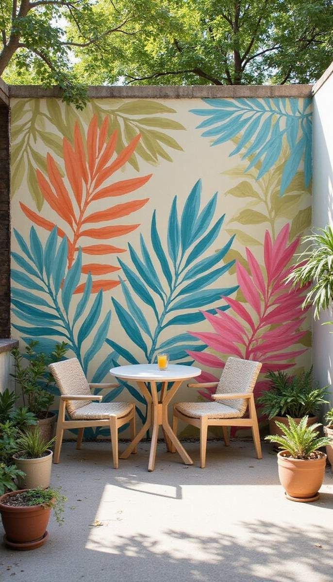 Artistic outdoor wall murals