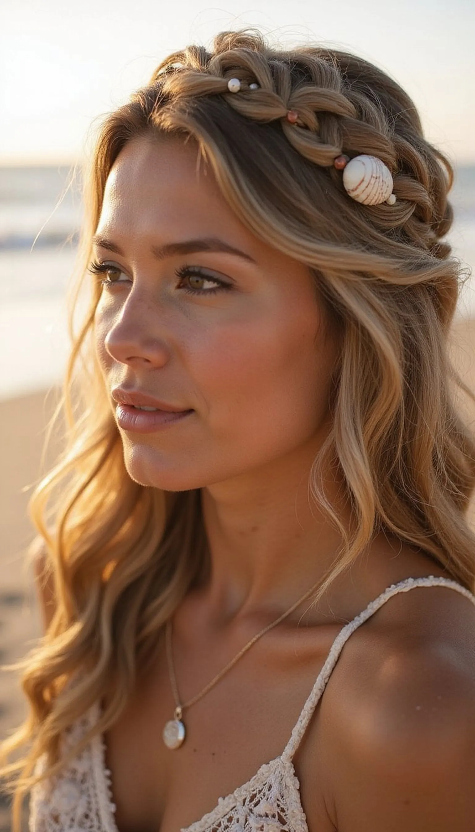 Boho Braided Crown With Shell Clips
