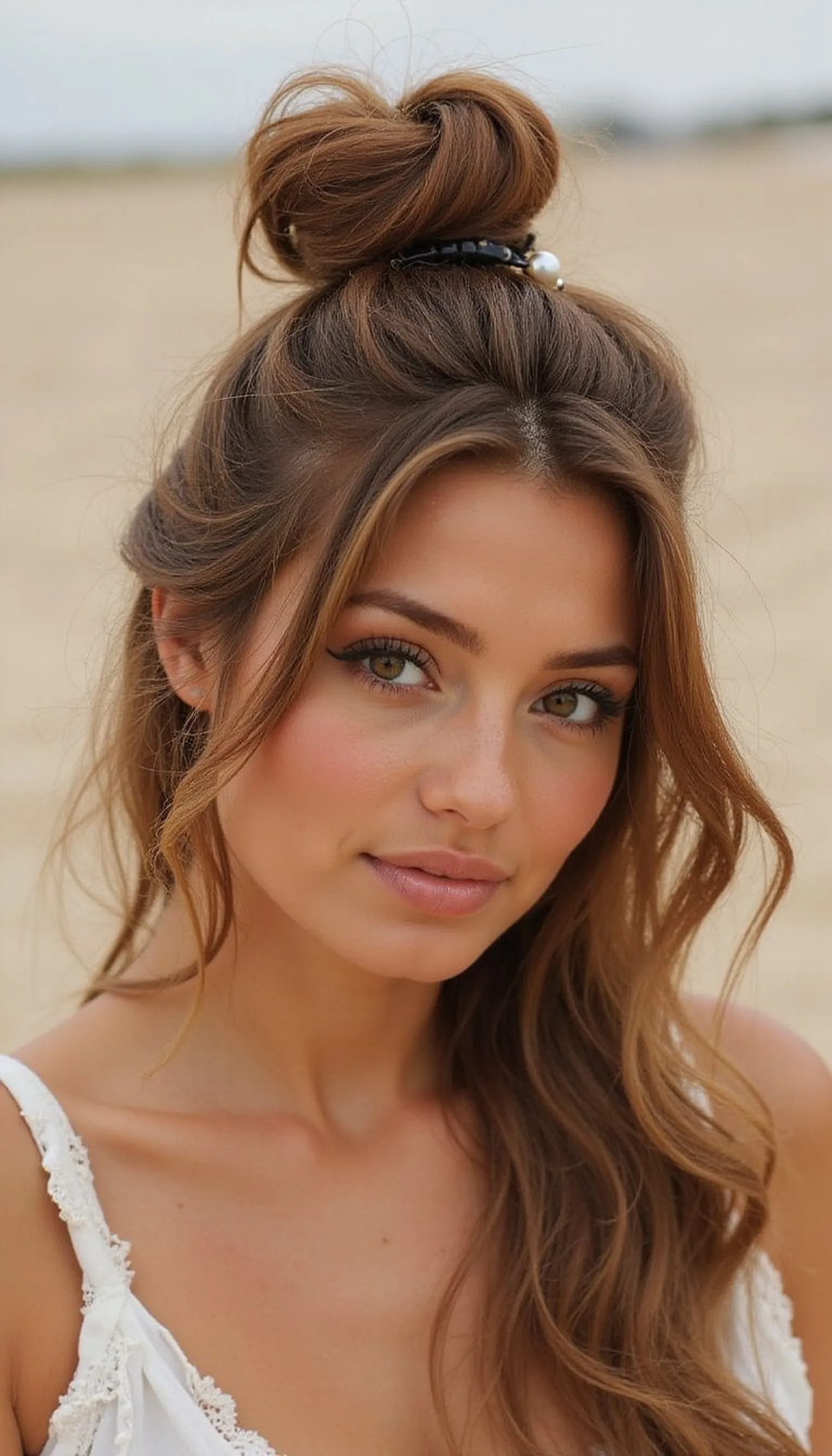 Half-Up Top Knot With Tortoiseshell Claw