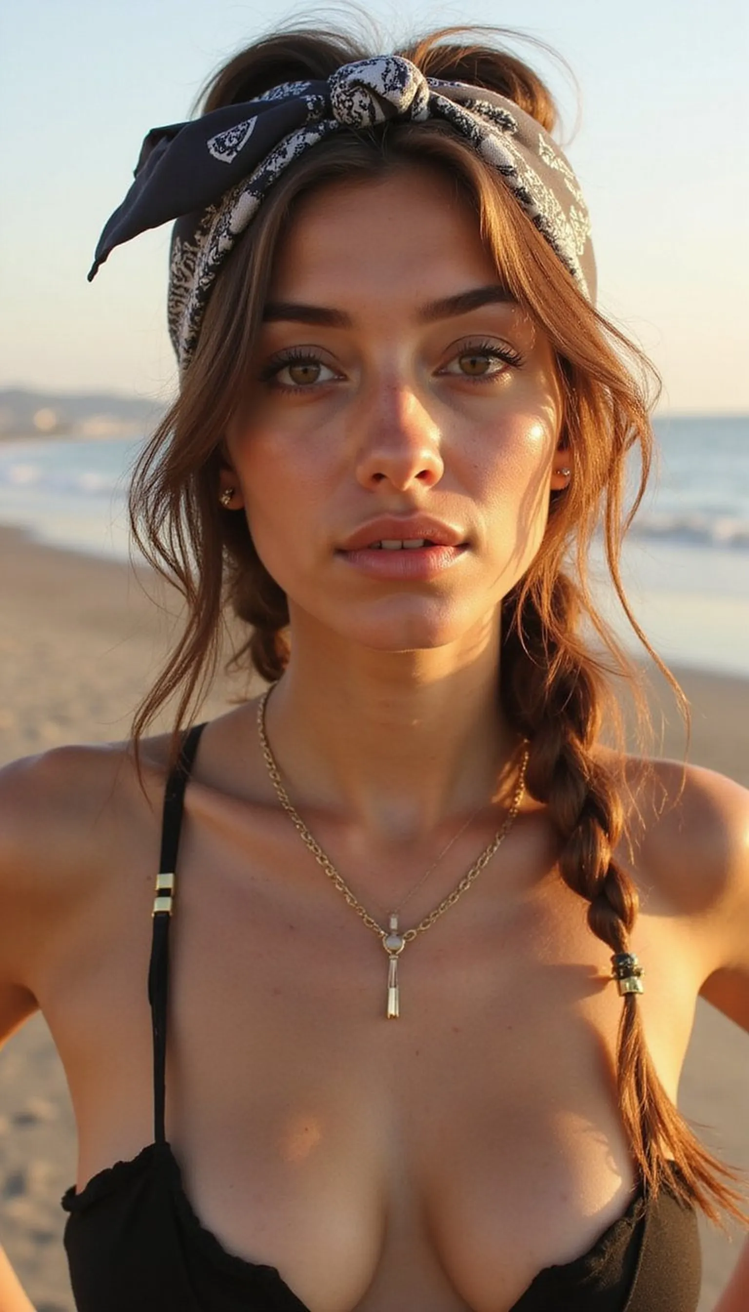 Knotted Bandana Headscarf With Loose Waves
