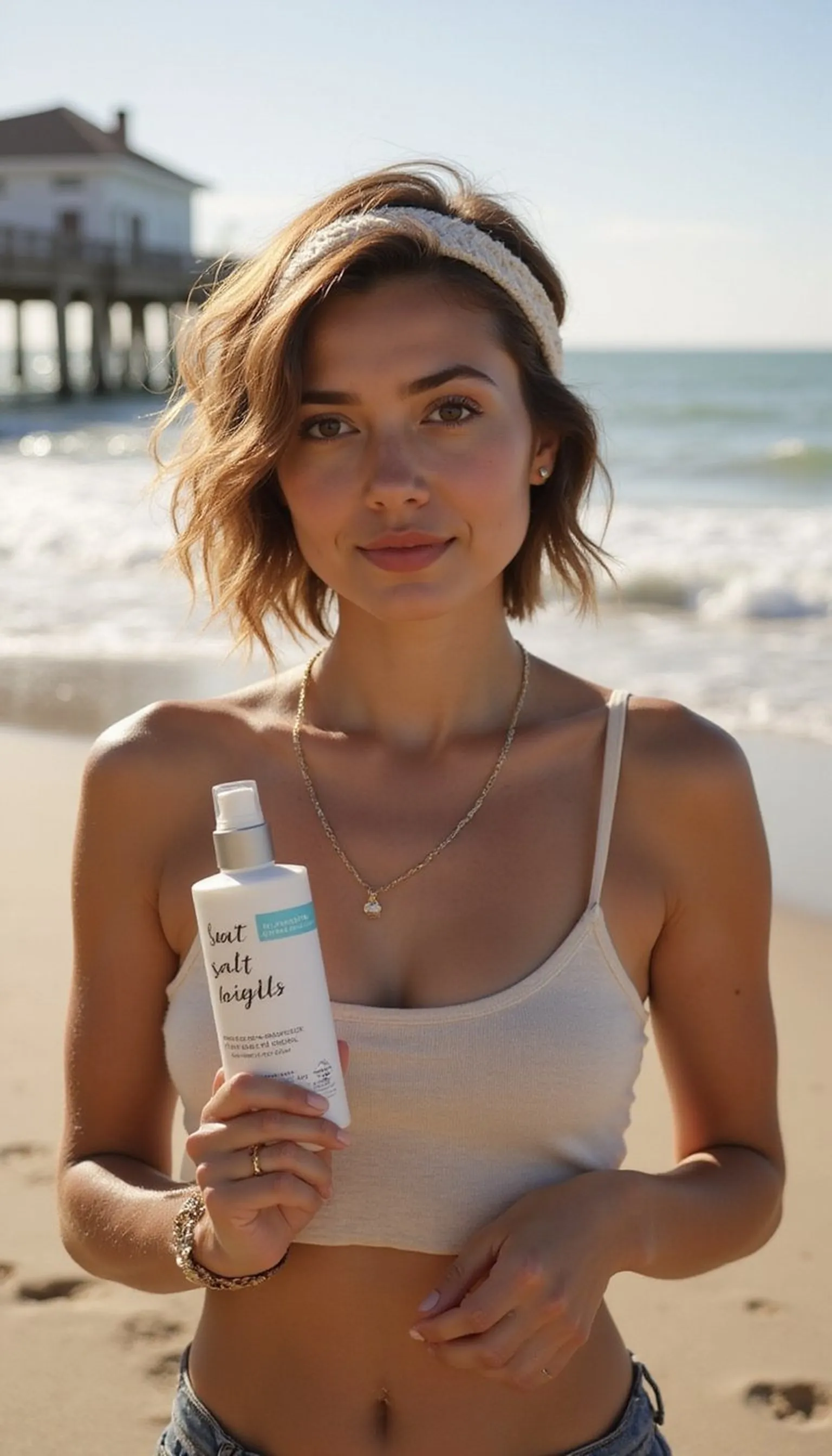 Short Tousled Lob With Knit Headband