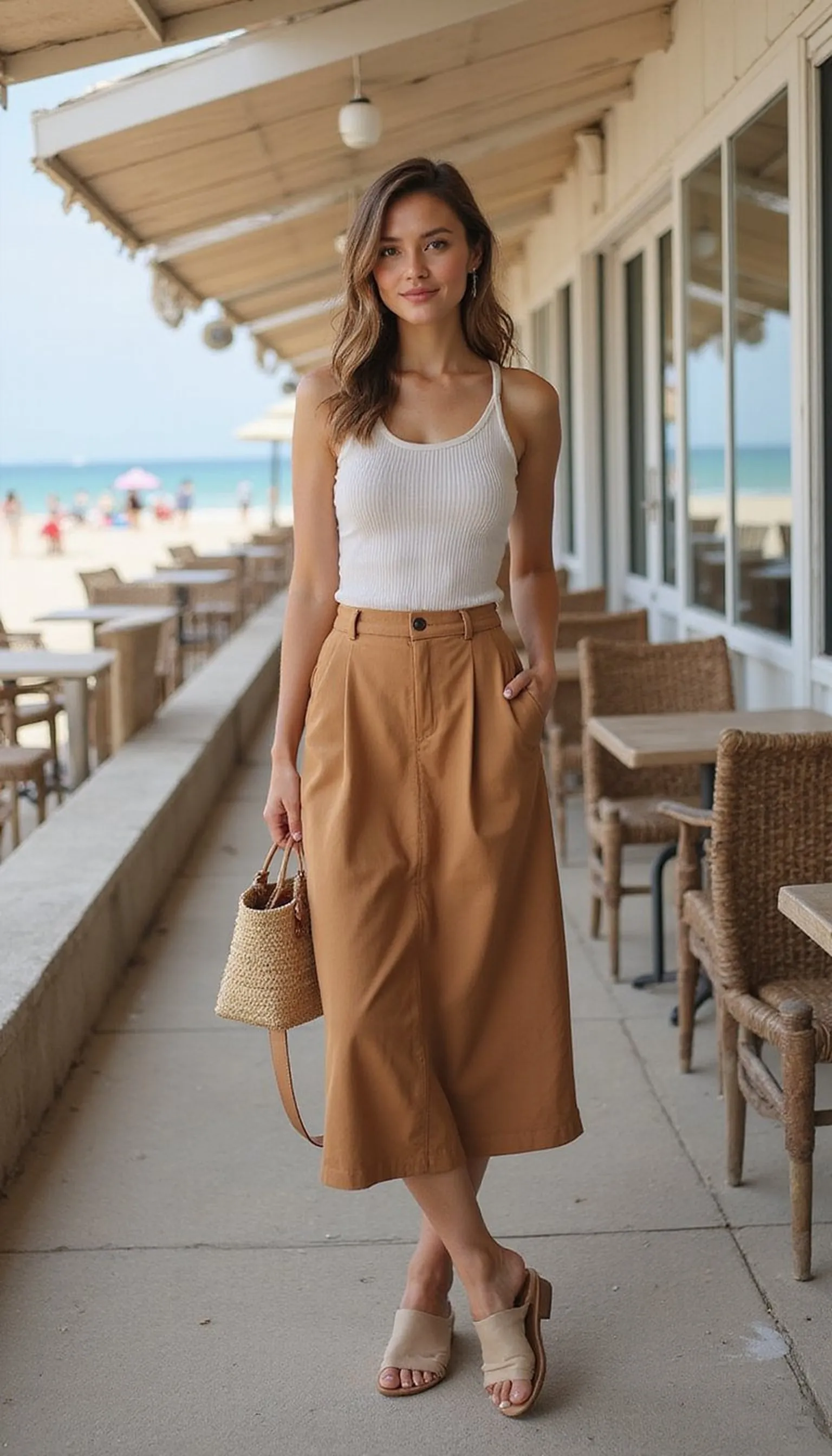 Ribbed Tank and Midi Skirt: Effortless Neutral Outfit