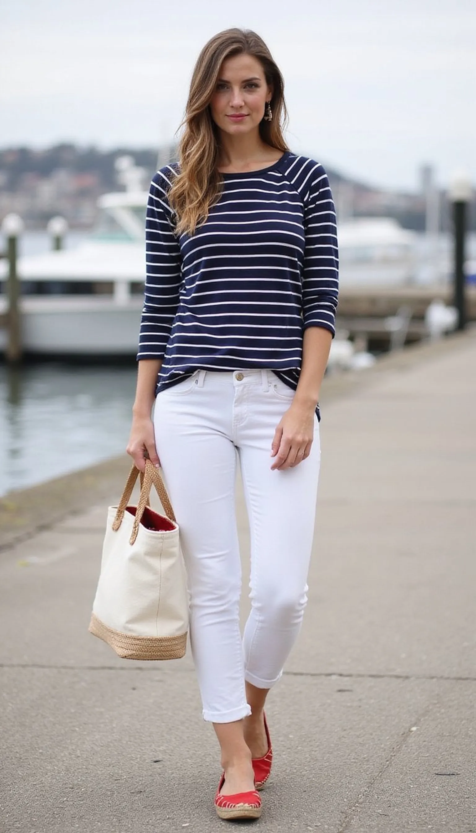 Striped Breton Top and White Jeans — Nautical Vibe