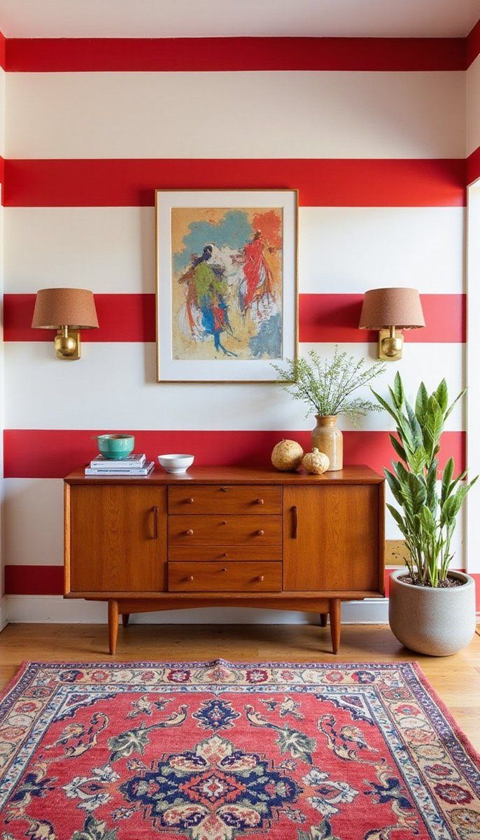 Bold striped walls for a lively entrance