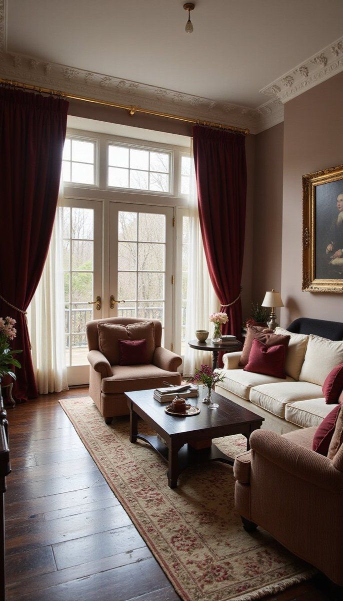 Bordeaux and cream: rich elegance