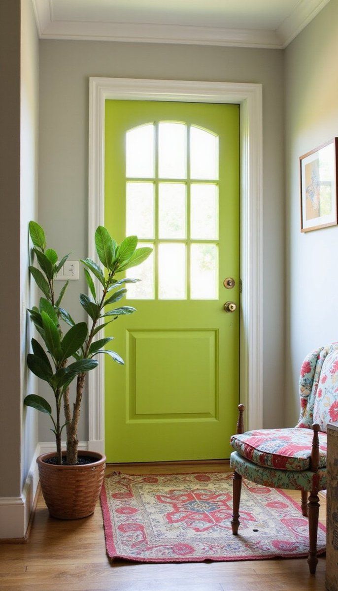 Brightly colored doors as statement pieces
